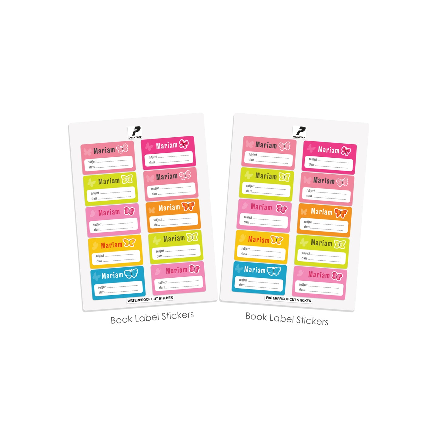 School Label Stickers Pack D001 - Butterfly