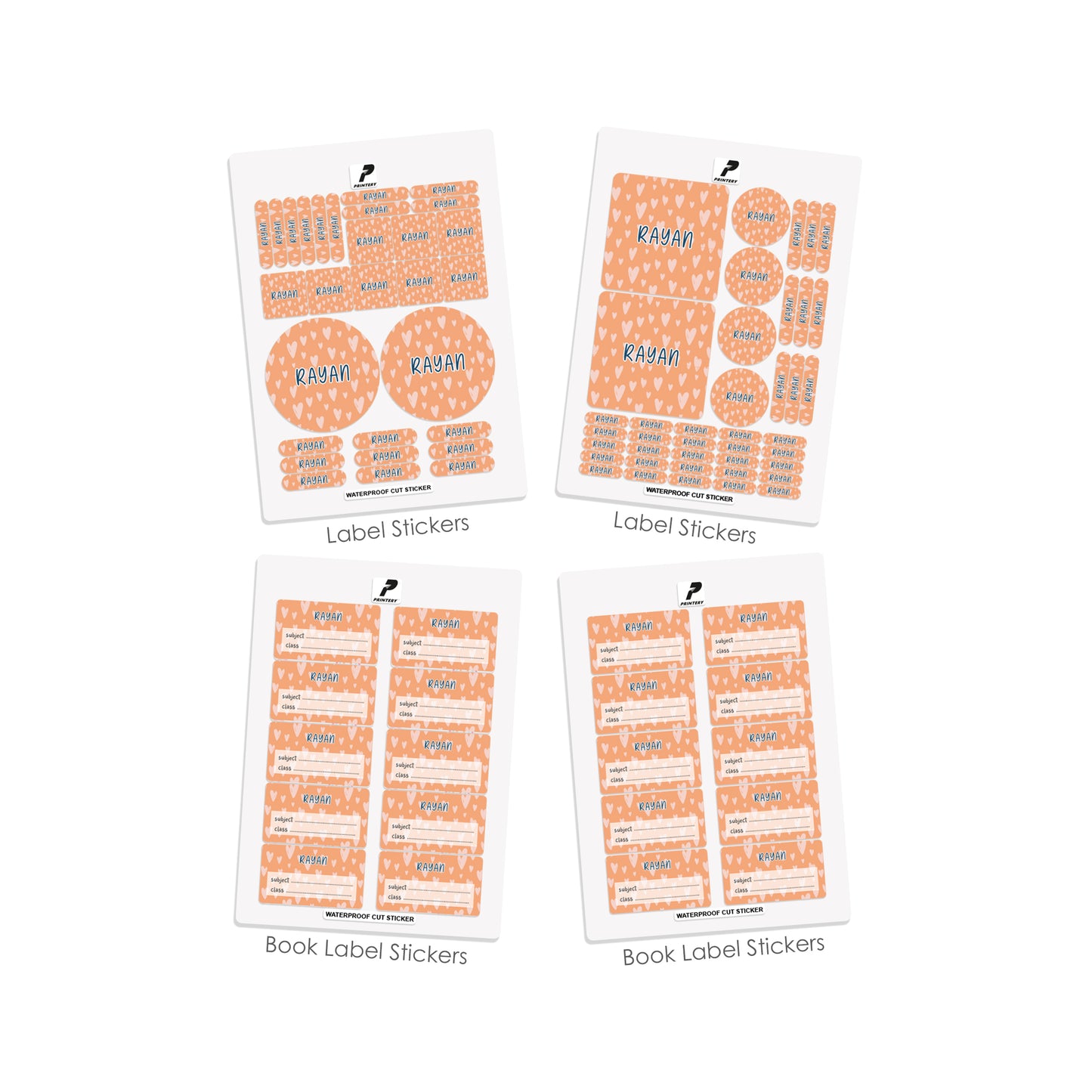 School Label Stickers Pack D009 - Heart