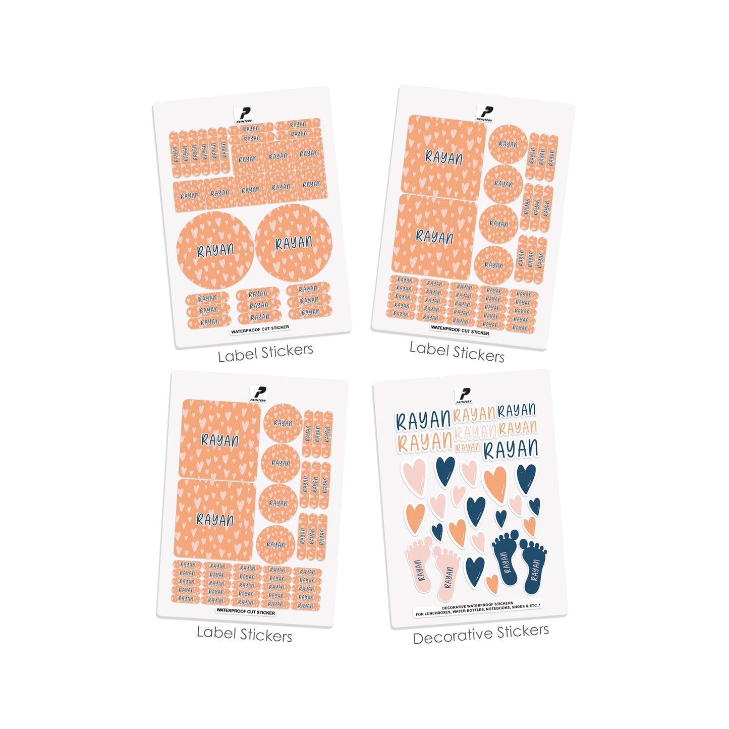 School Label Stickers Pack D009 - Heart