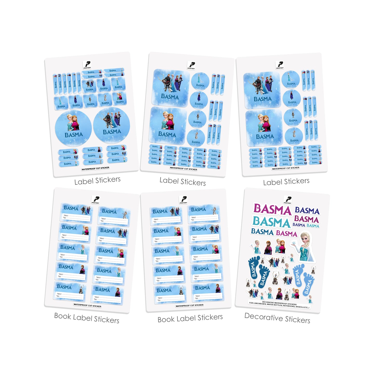 School Label Stickers Pack D016 - Frozen