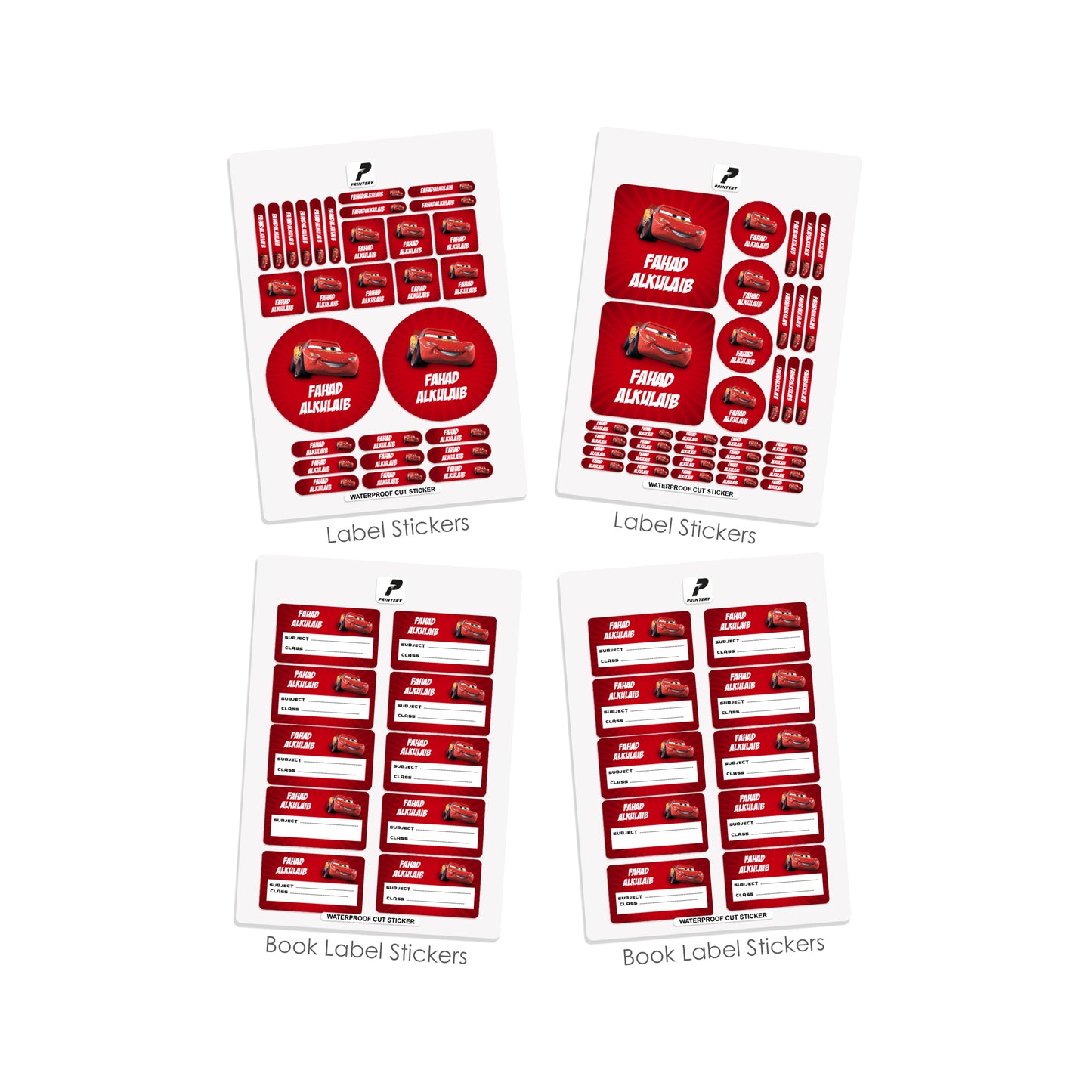 School Label Stickers Pack D020 - Car