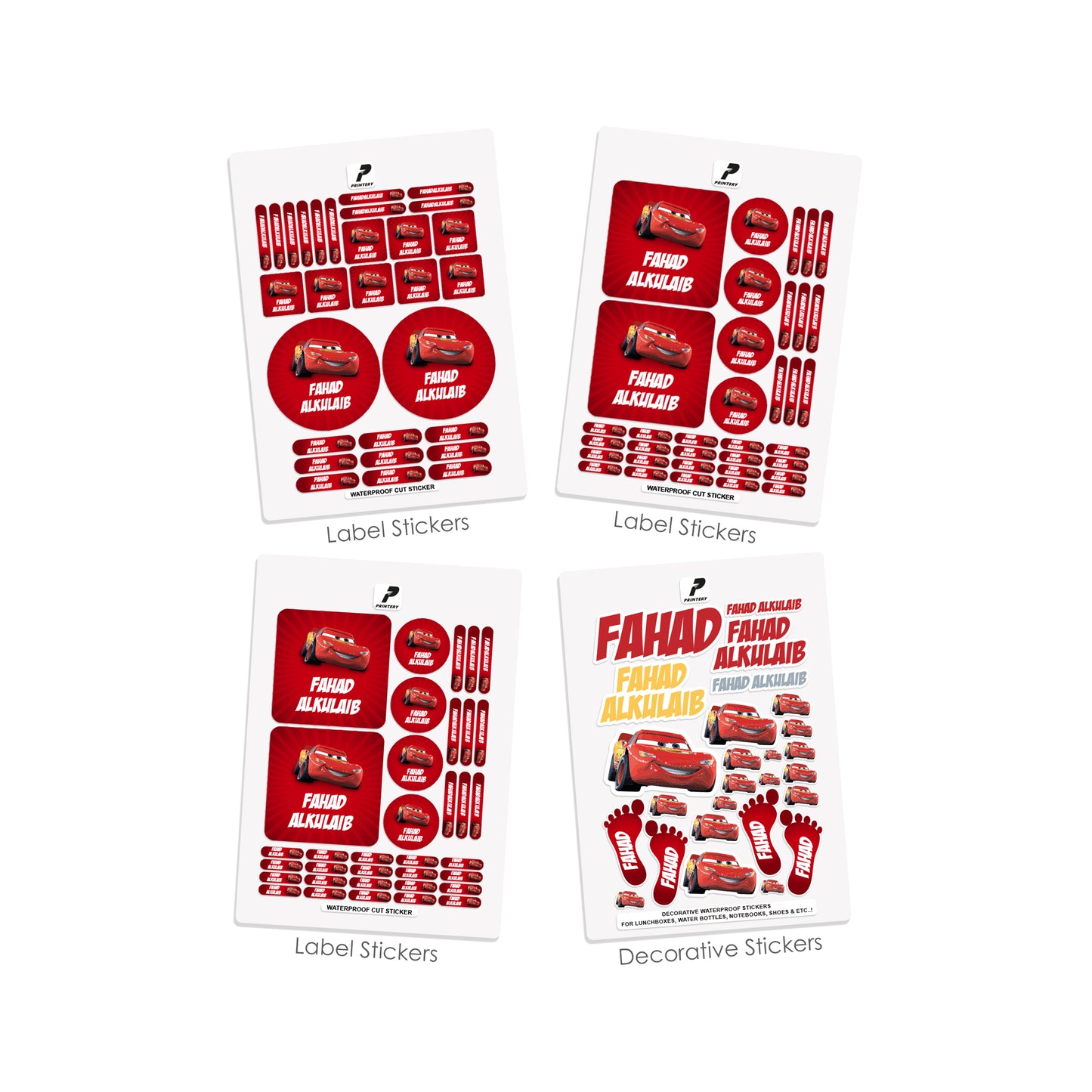 School Label Stickers Pack D020 - Car