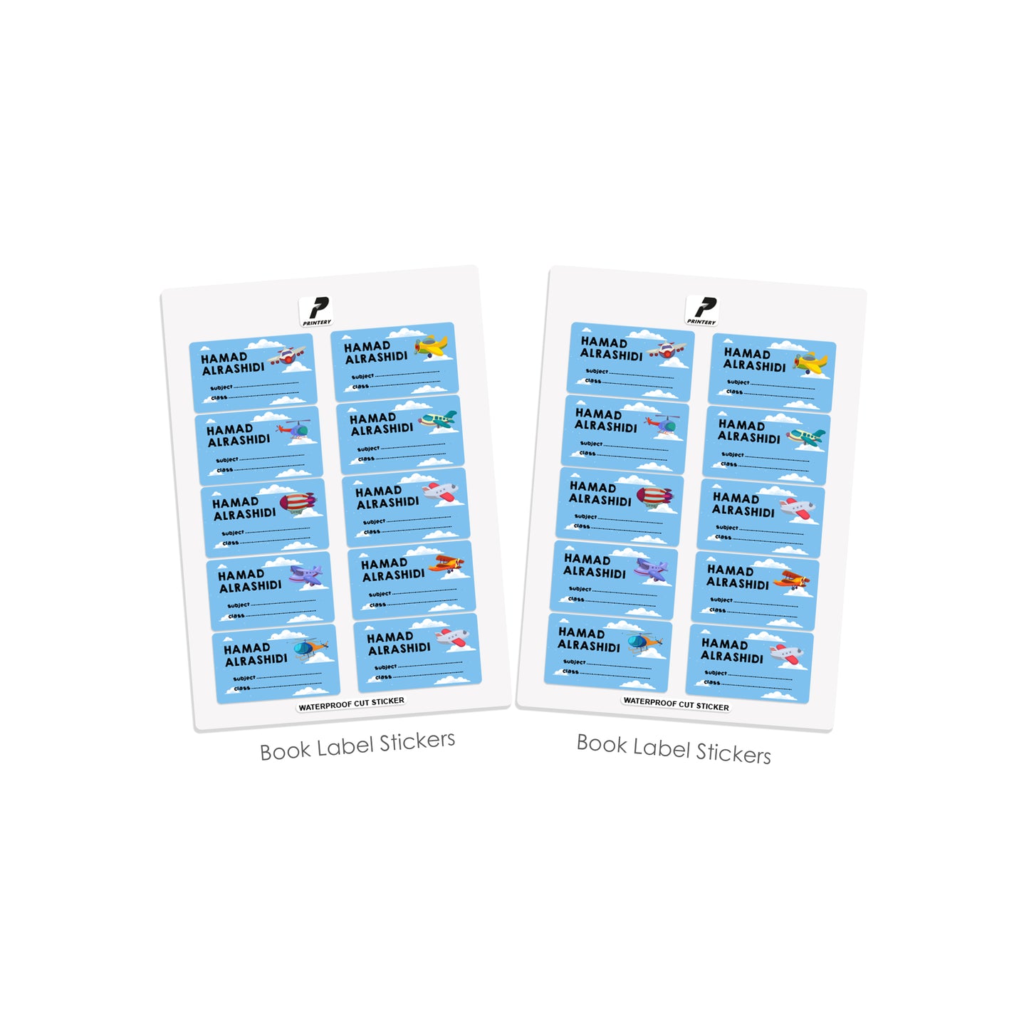 School Label Stickers Pack D024 - Airplane