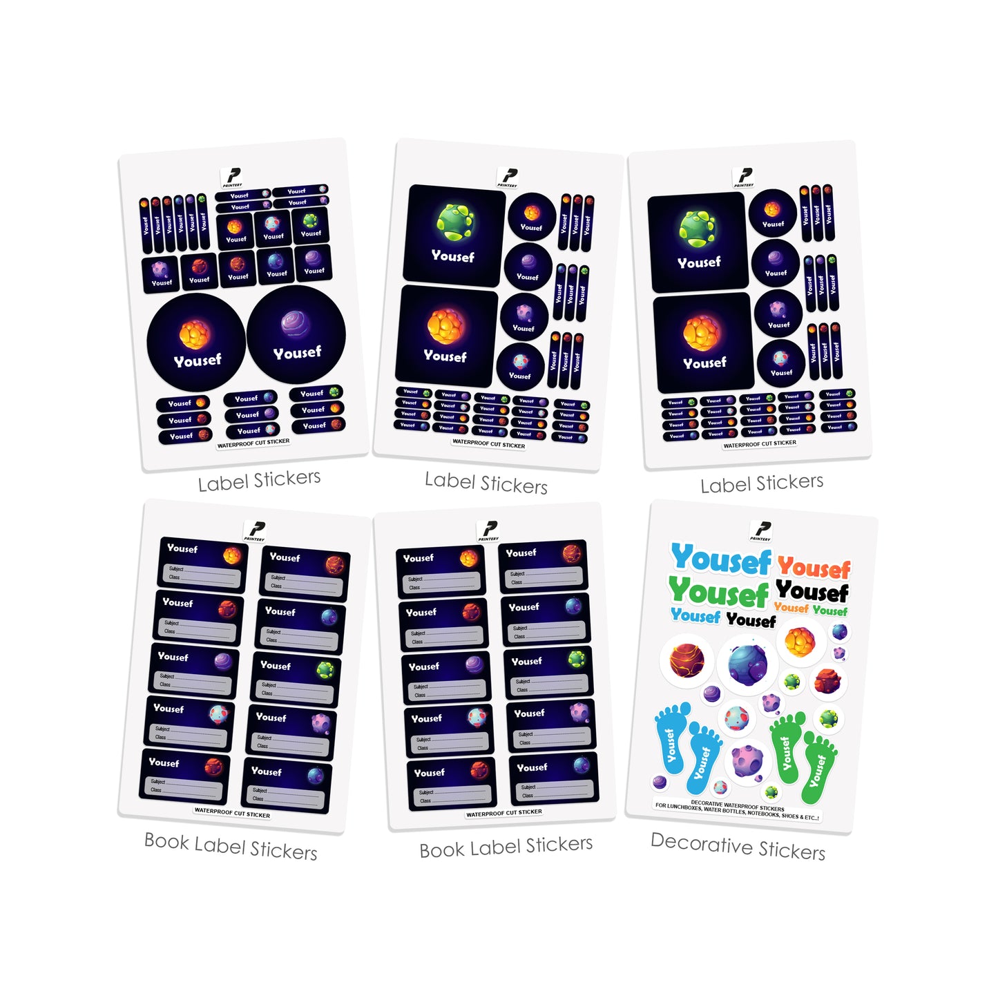 School Label Stickers Pack D028 - Space