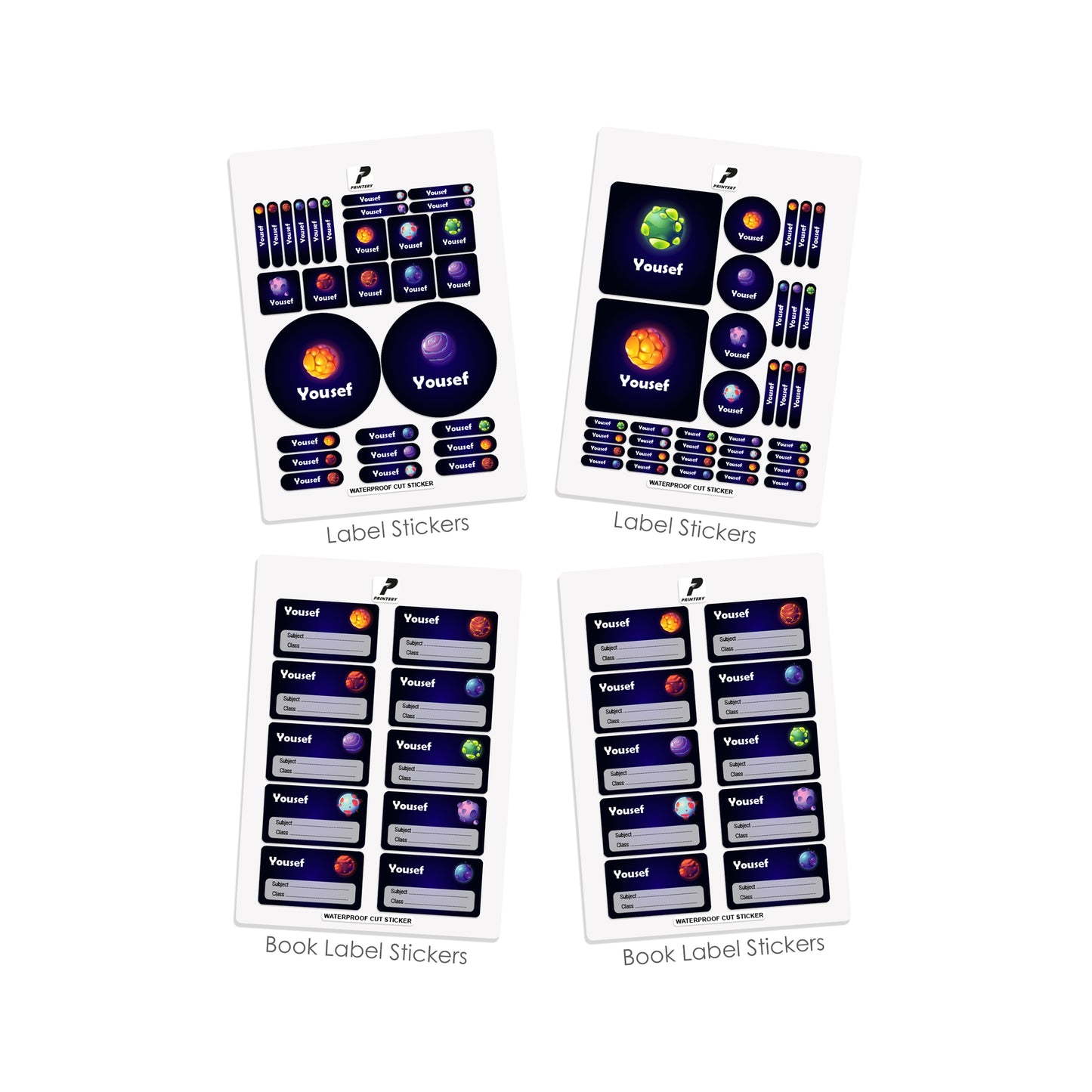 School Label Stickers Pack D028 - Space