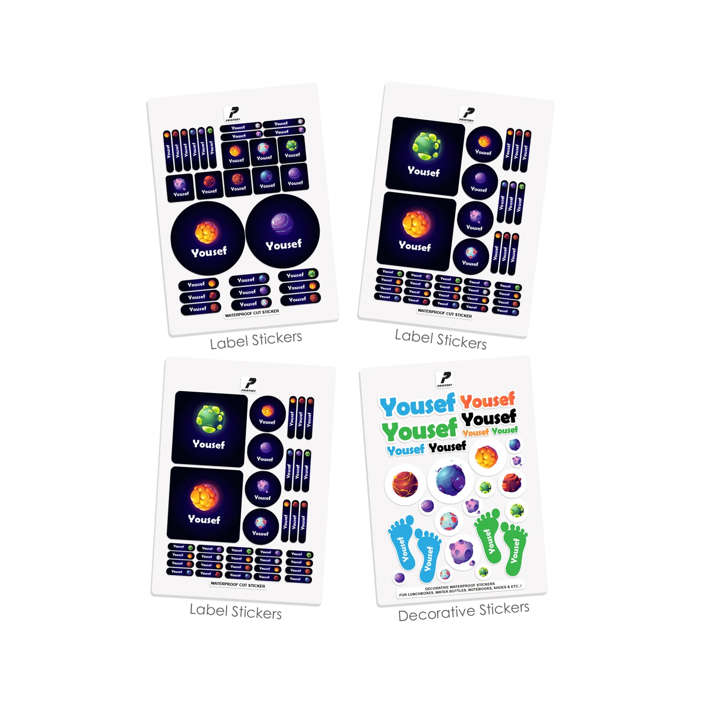 School Label Stickers Pack D028 - Space