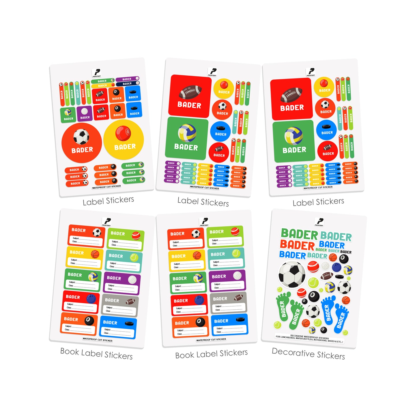 School Label Stickers Pack D029 - Ball