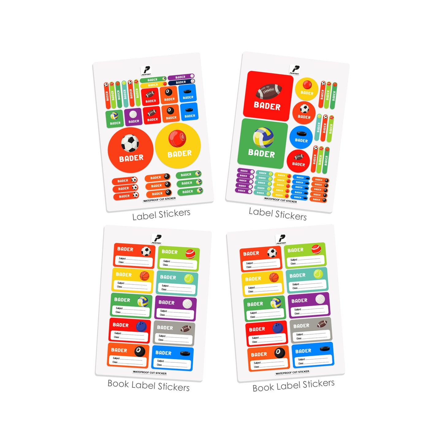 School Label Stickers Pack D029 - Ball