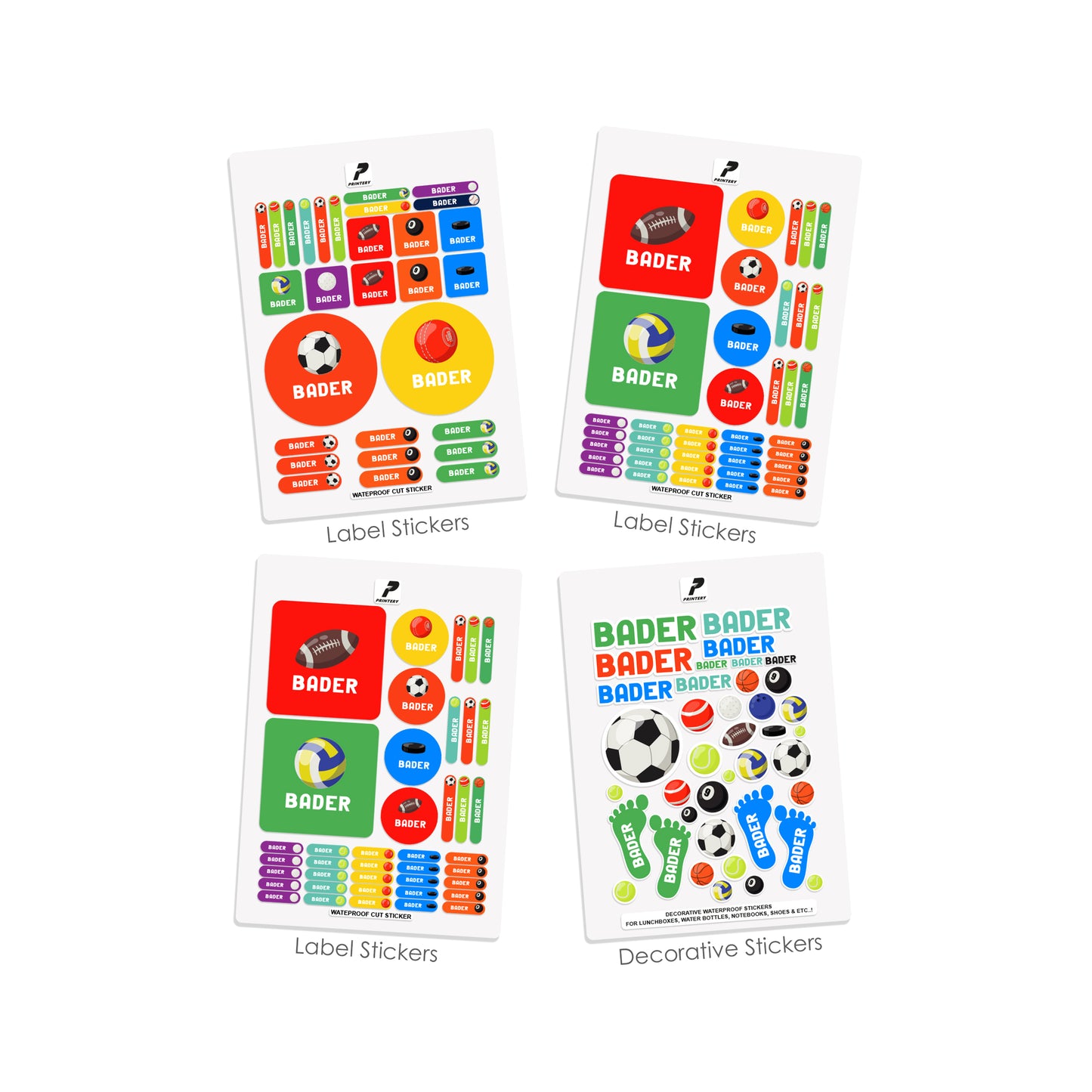 School Label Stickers Pack D029 - Ball