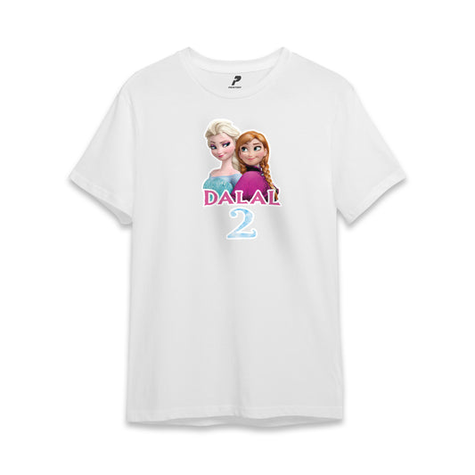 Frozen Theme Birthday T-Shirt White