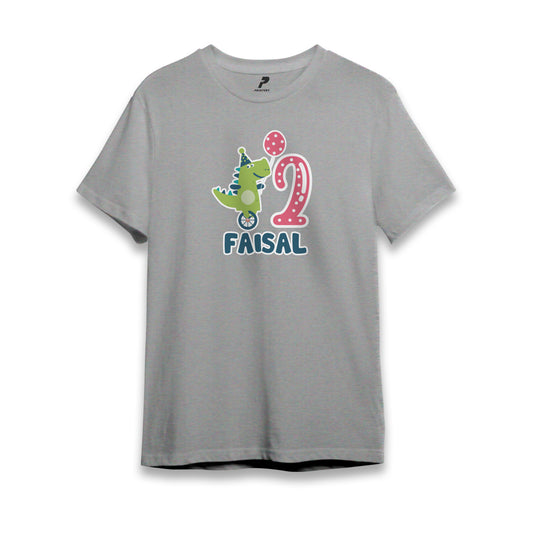 Dinosaur Theme Birthday T-Shirt Gray