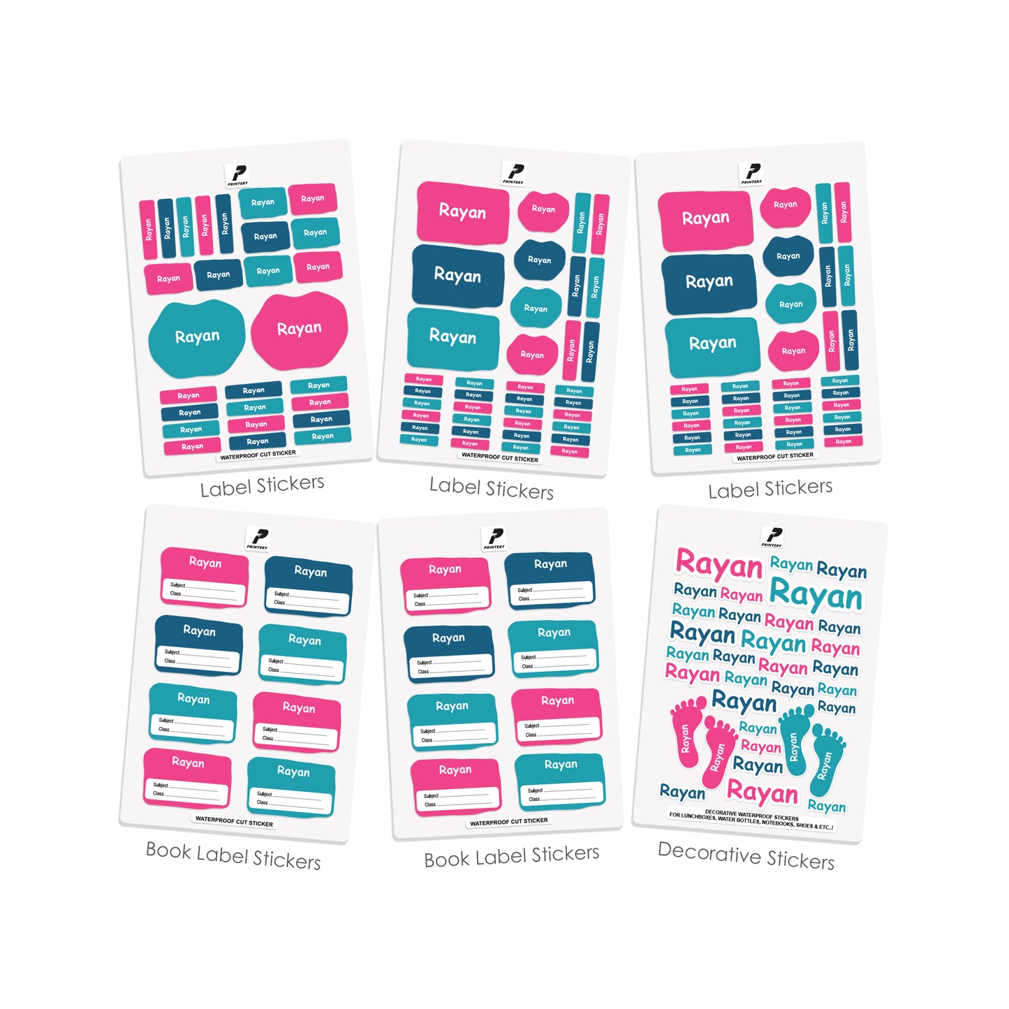 School Label Stickers Pack D030 - Basic Theme