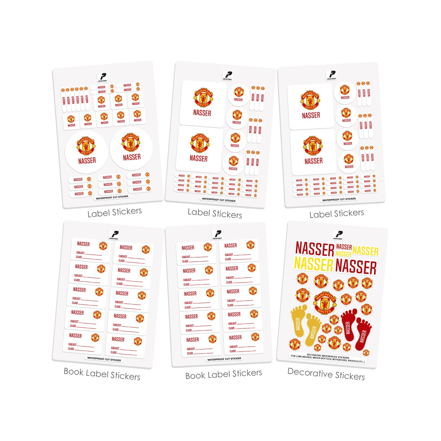 School Label Stickers Pack D033 - Manchester United