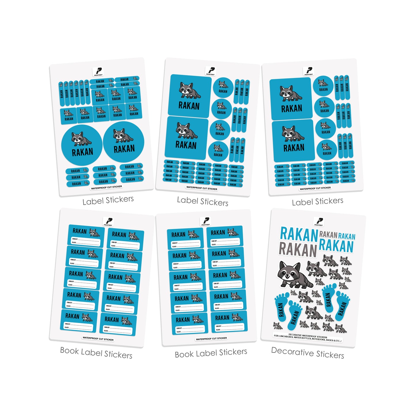 School Label Stickers Pack D038 - Rakoon