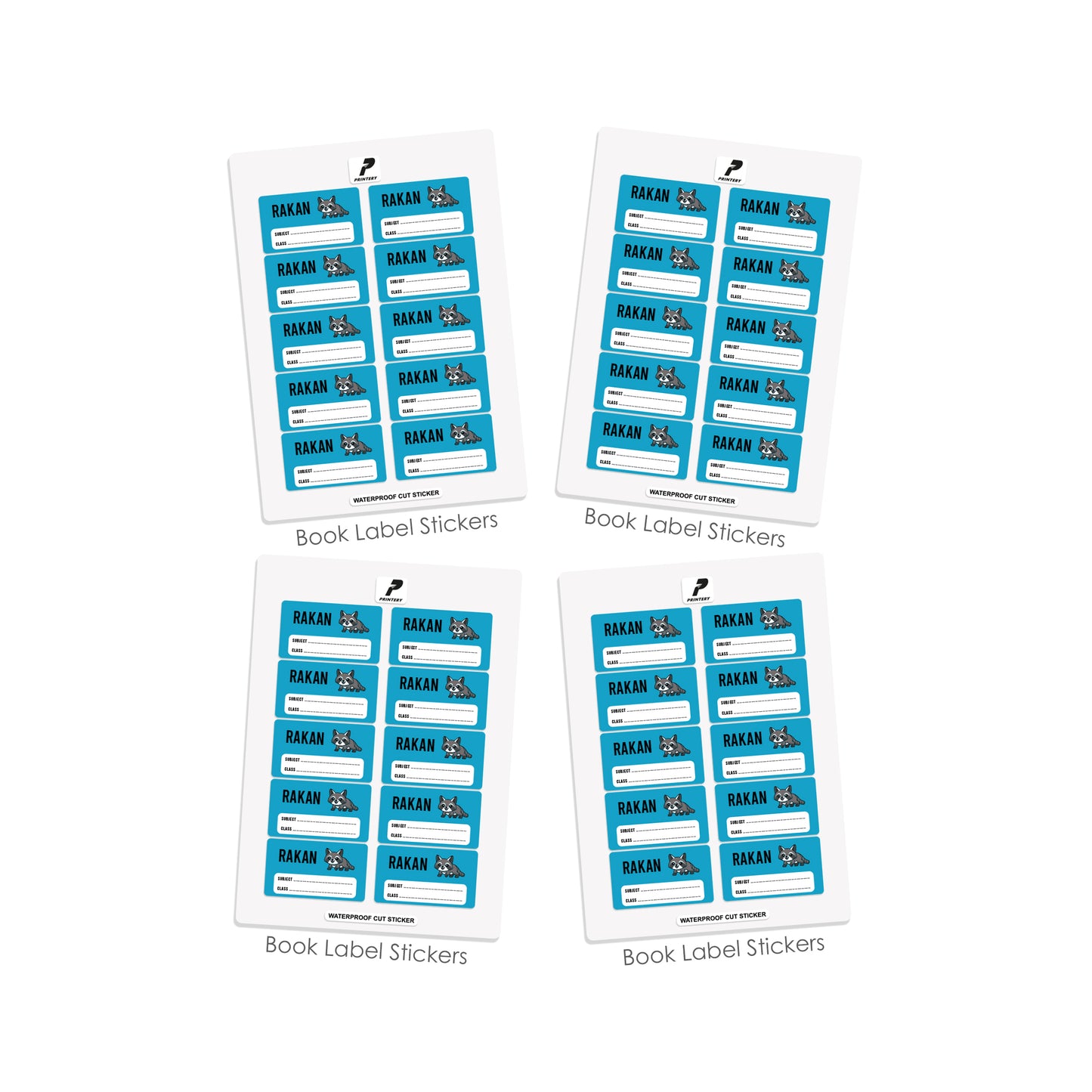 School Label Stickers Pack D038 - Rakoon