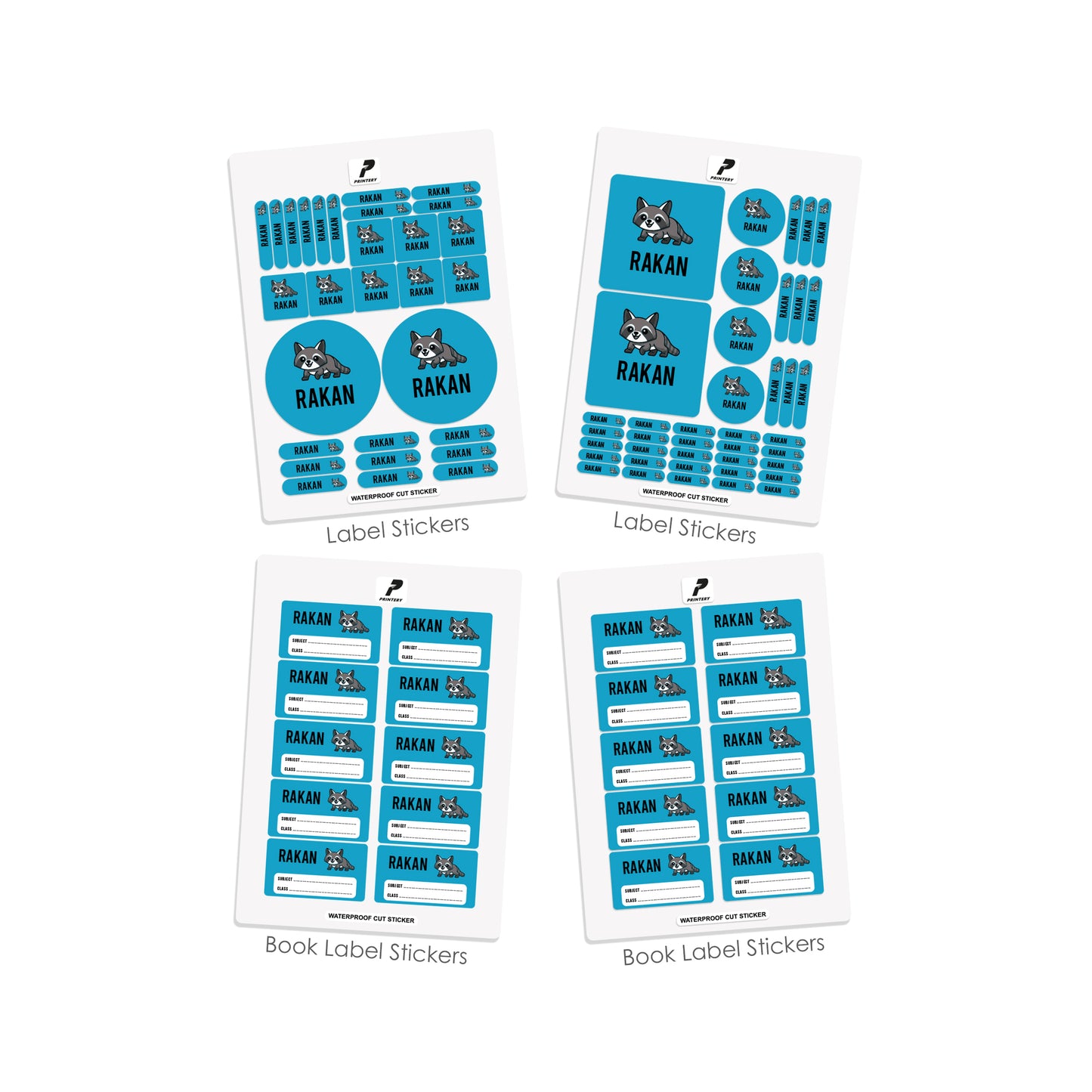 School Label Stickers Pack D038 - Rakoon