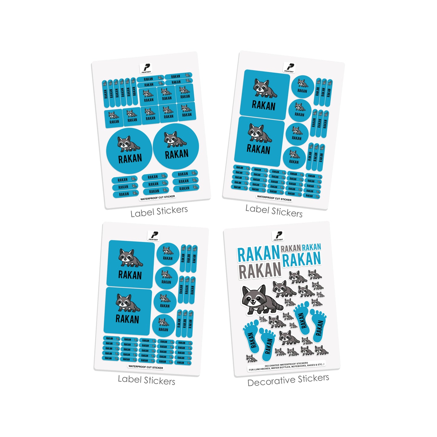 School Label Stickers Pack D038 - Rakoon