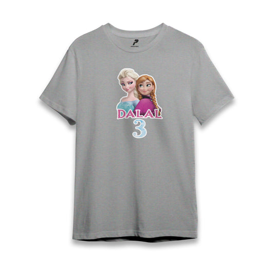 Frozen Theme Birthday T-Shirt Gray