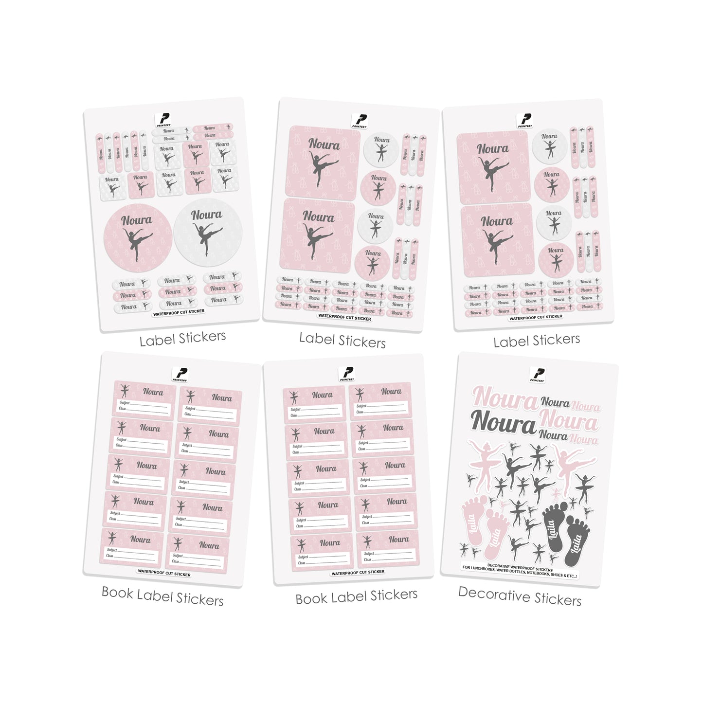 School Label Stickers Pack D043 - Ballerina