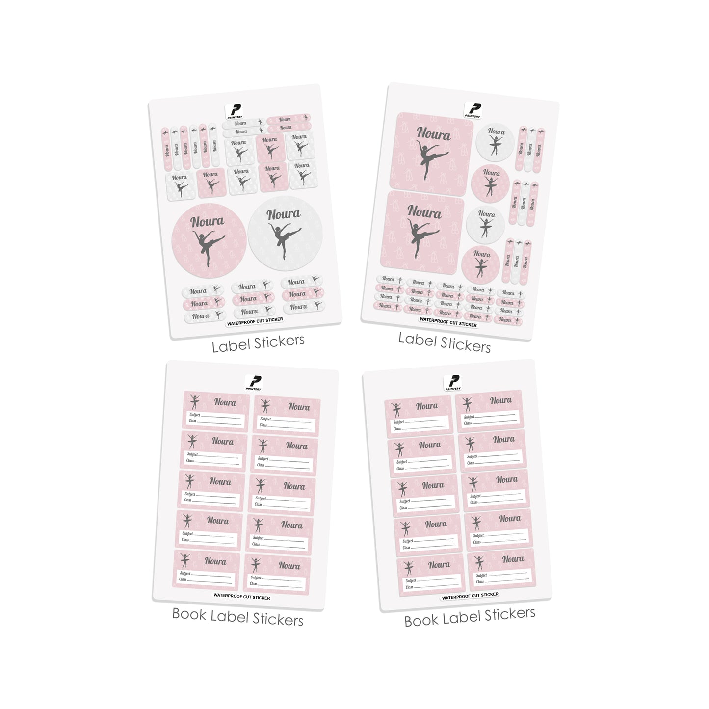 School Label Stickers Pack D043 - Ballerina