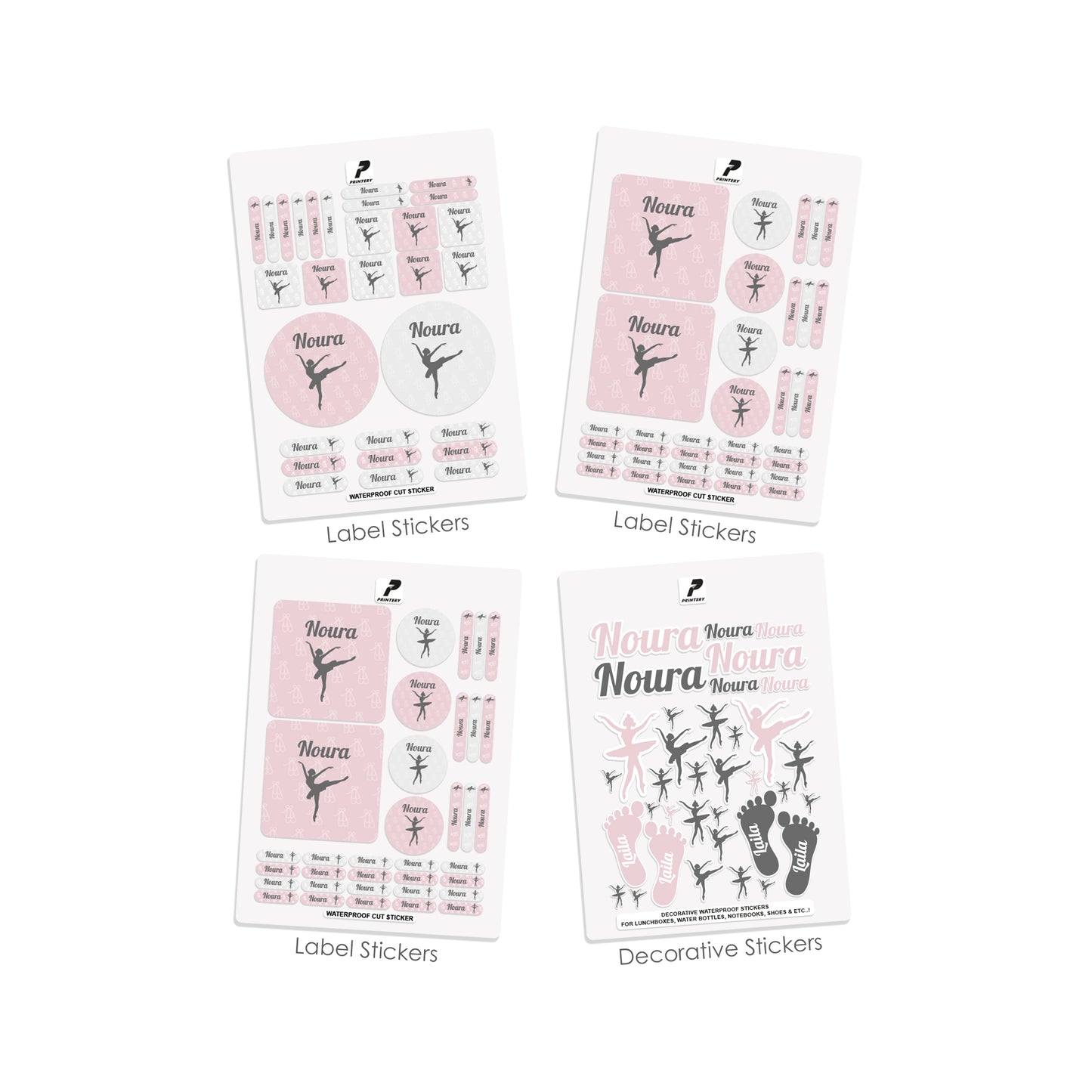 School Label Stickers Pack D043 - Ballerina