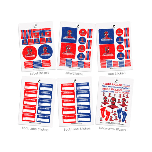 School Label Stickers Pack D044 - Spiderman