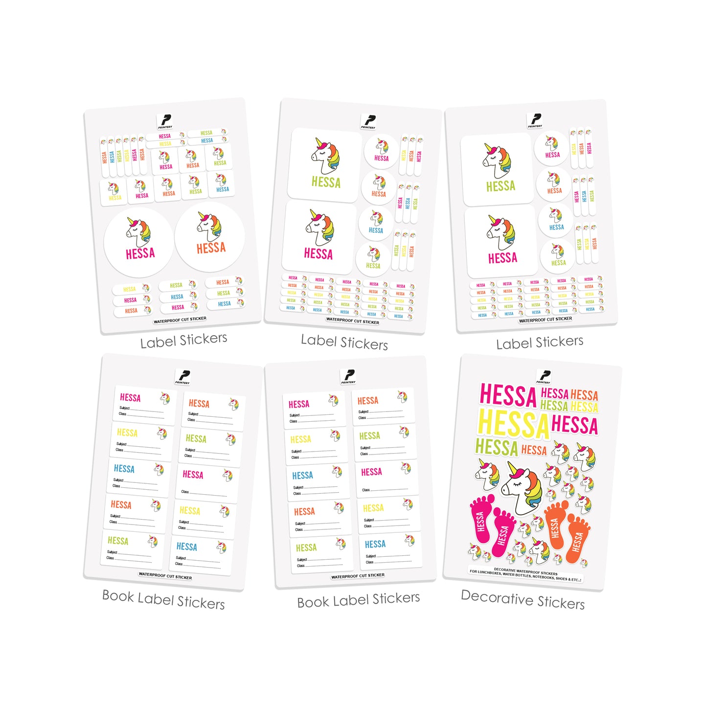 School Label Stickers Pack D047 - Unicorn