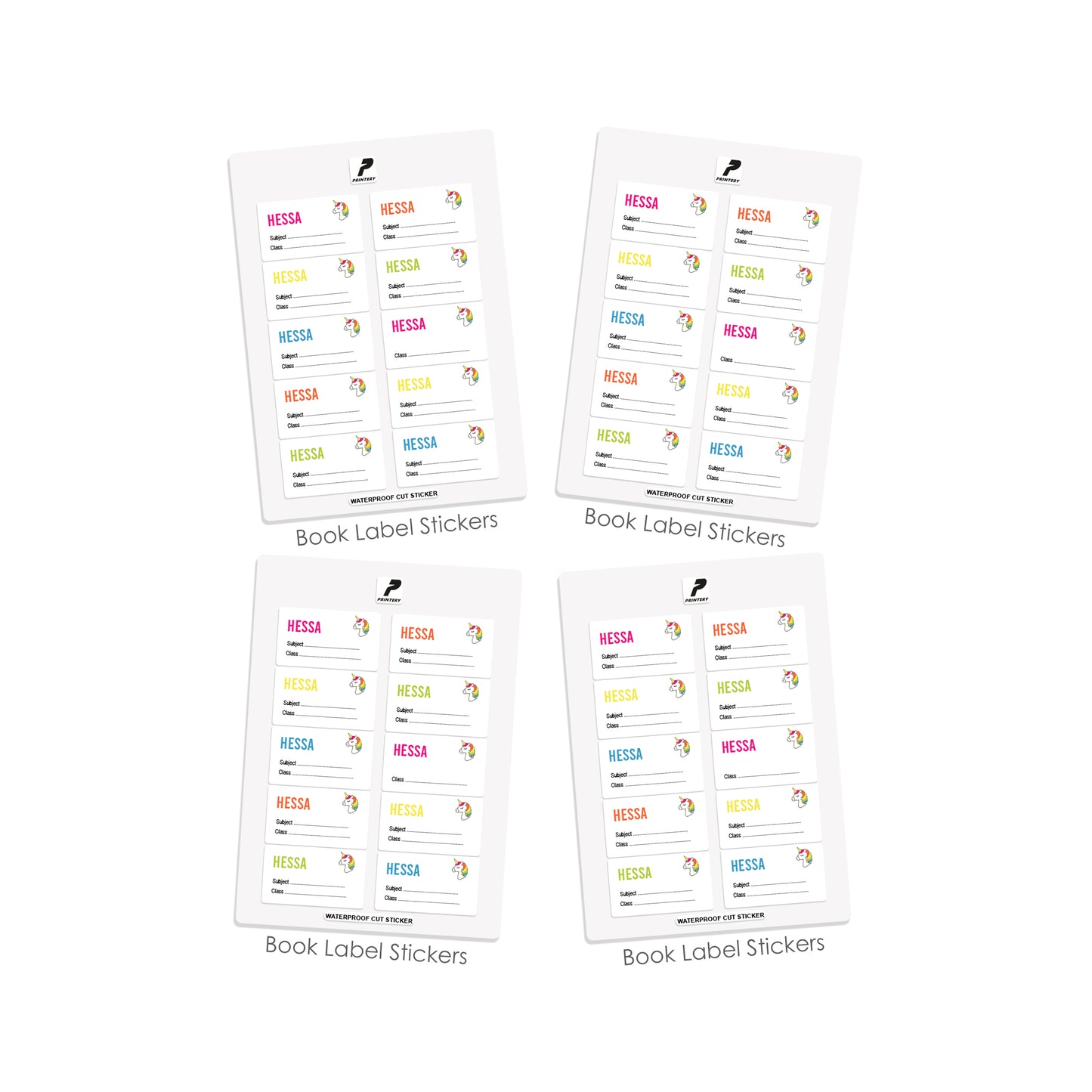 School Label Stickers Pack D047 - Unicorn