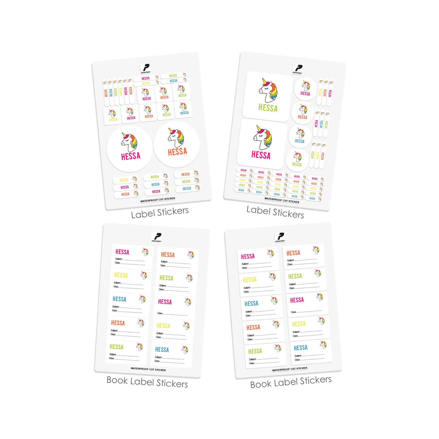 School Label Stickers Pack D047 - Unicorn