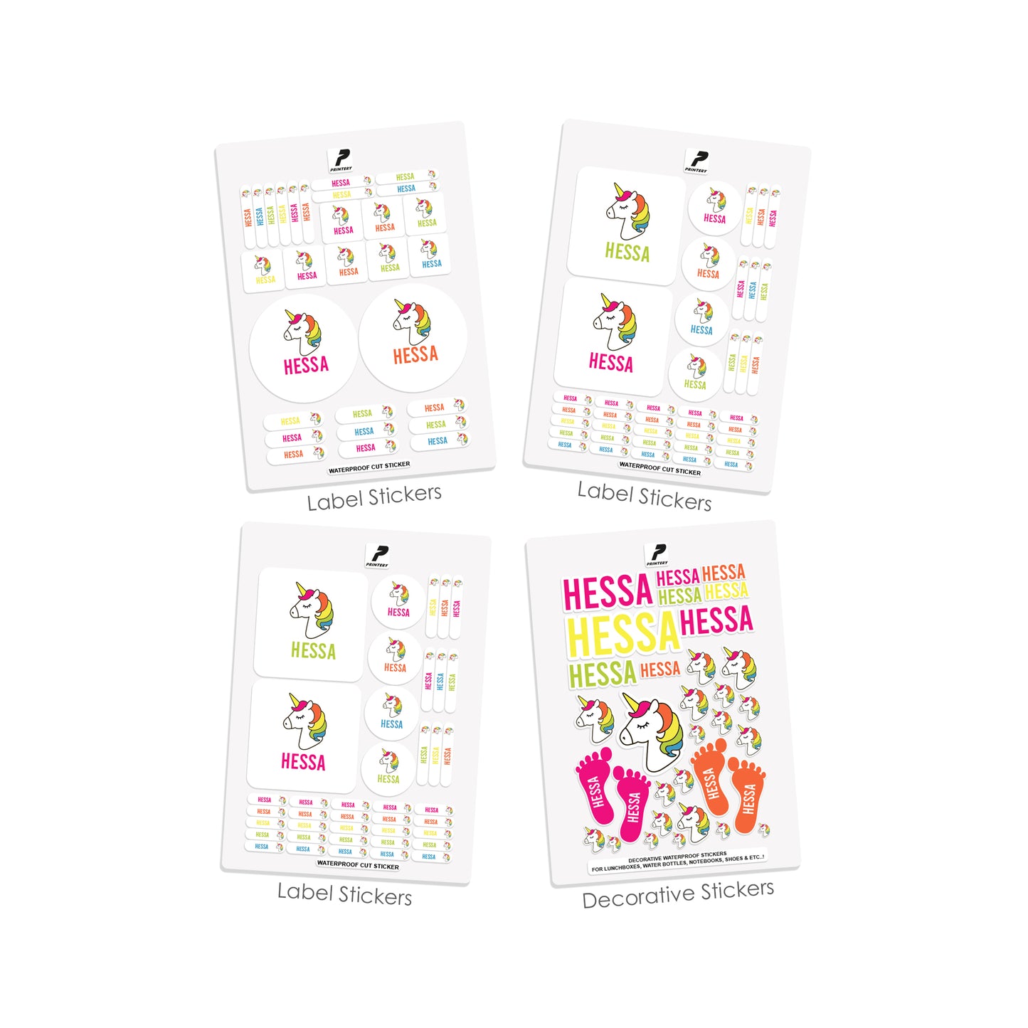 School Label Stickers Pack D047 - Unicorn