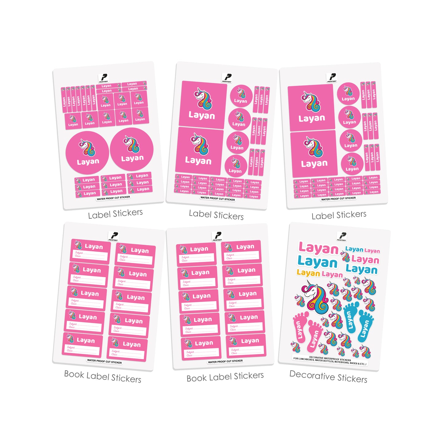 School Label Stickers Pack D048 - Unicorn