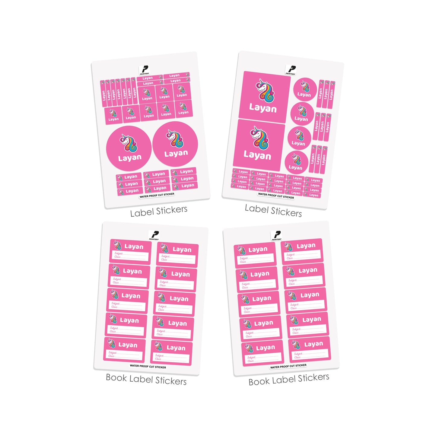 School Label Stickers Pack D048 - Unicorn