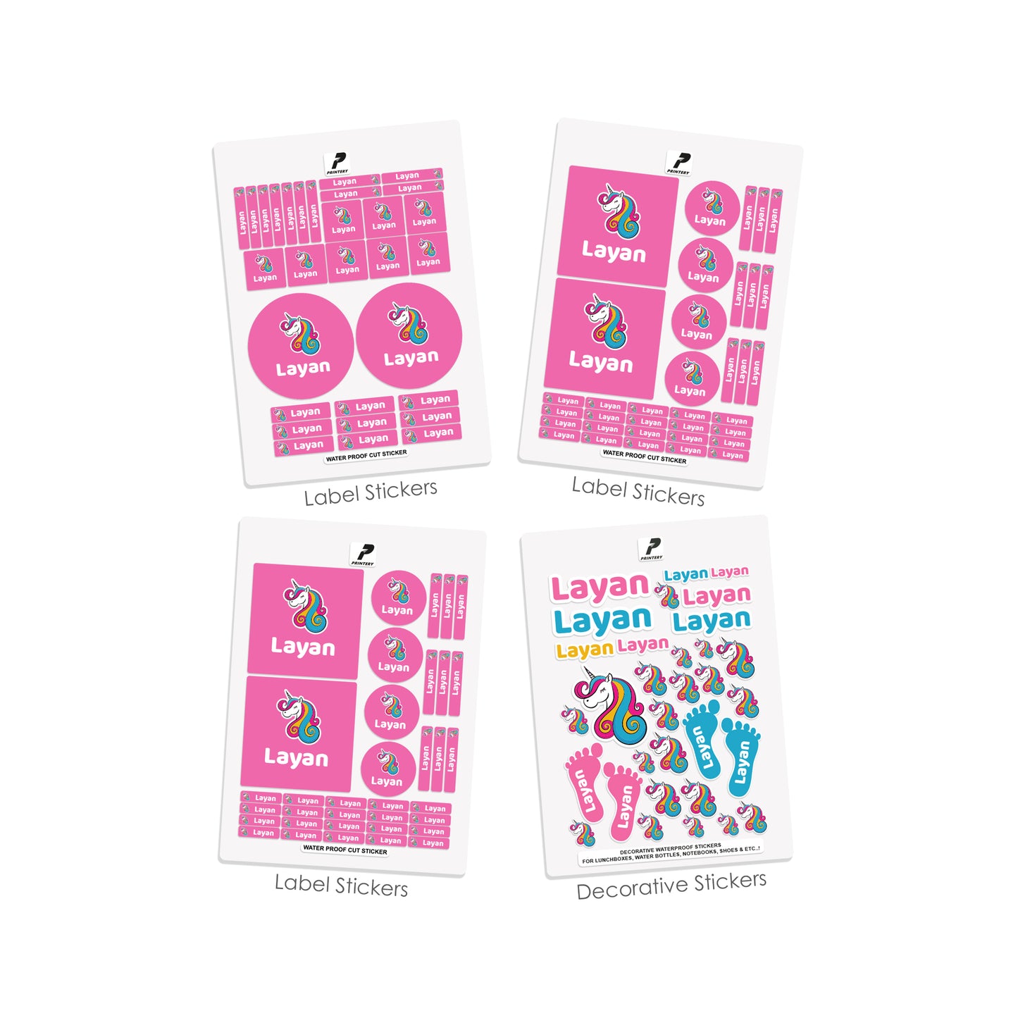 School Label Stickers Pack D048 - Unicorn