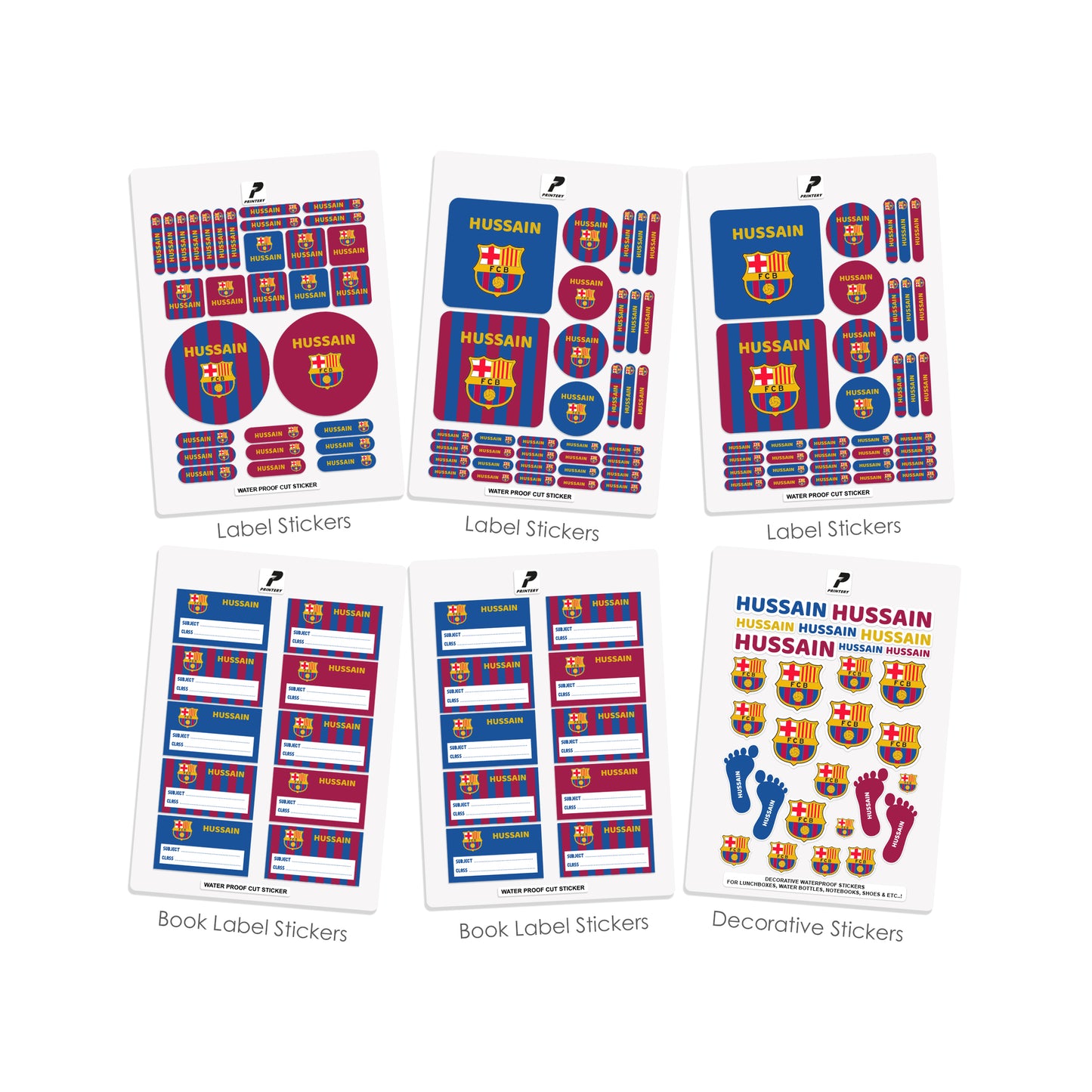 School Label Stickers Pack D051 - FC Barcelona