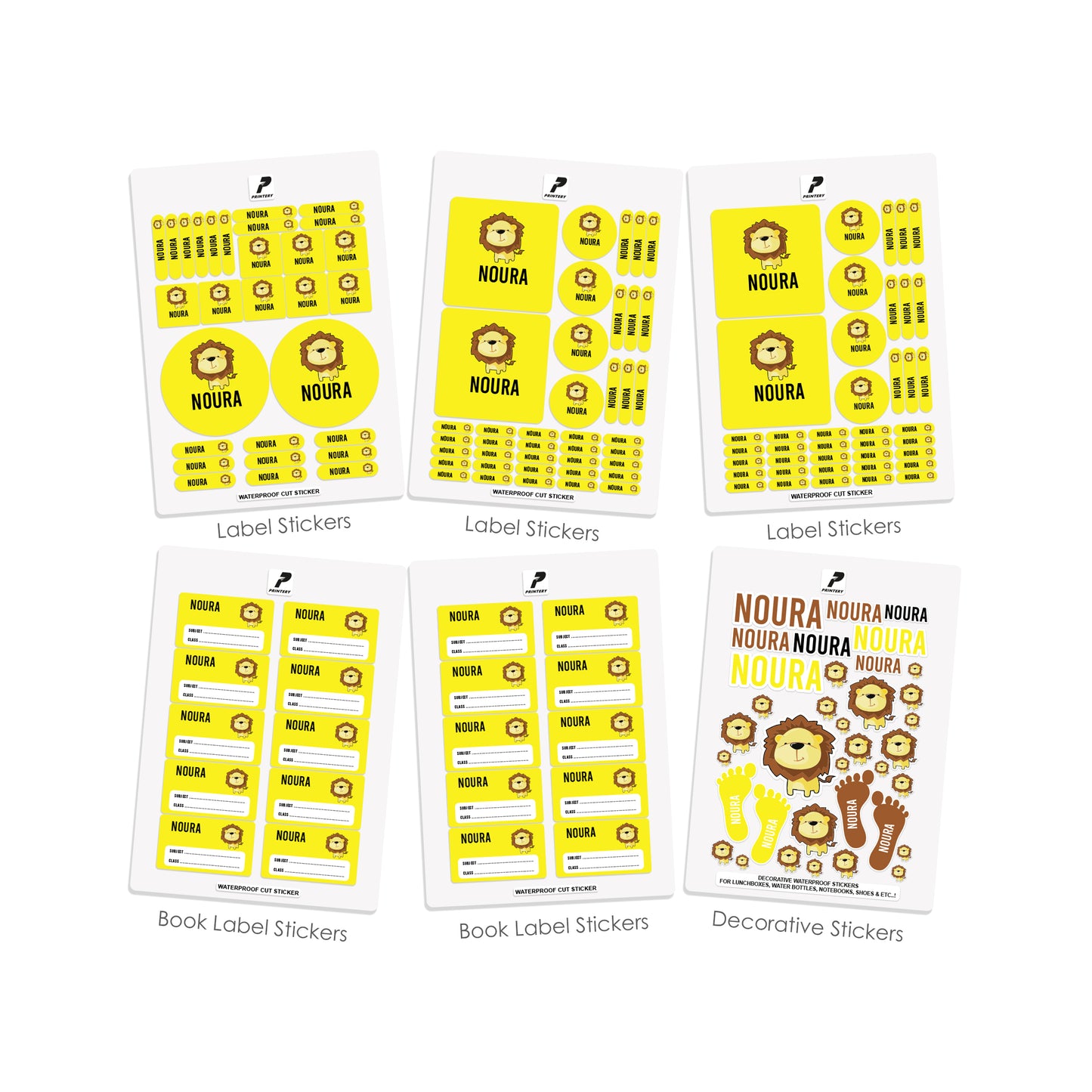 School Label Stickers Pack D052 - Lion