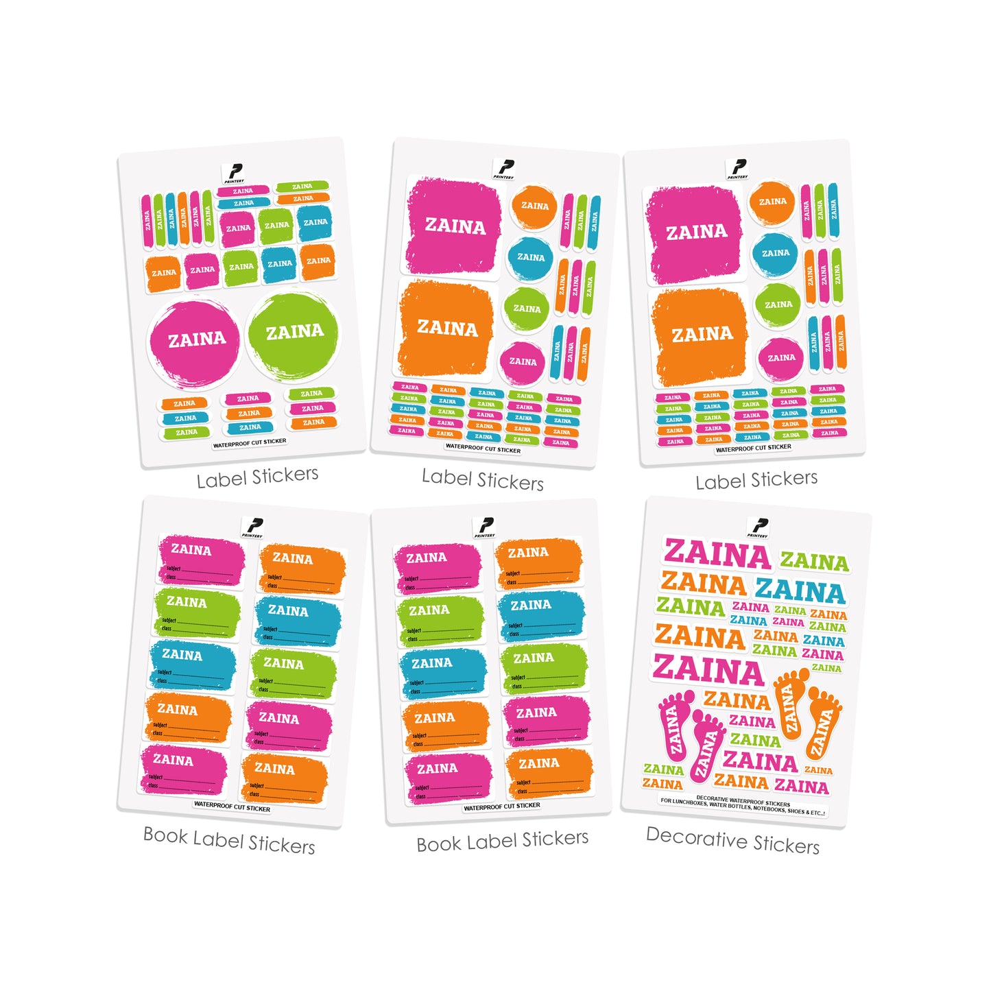 School Label Stickers Pack D059 - Basic Theme