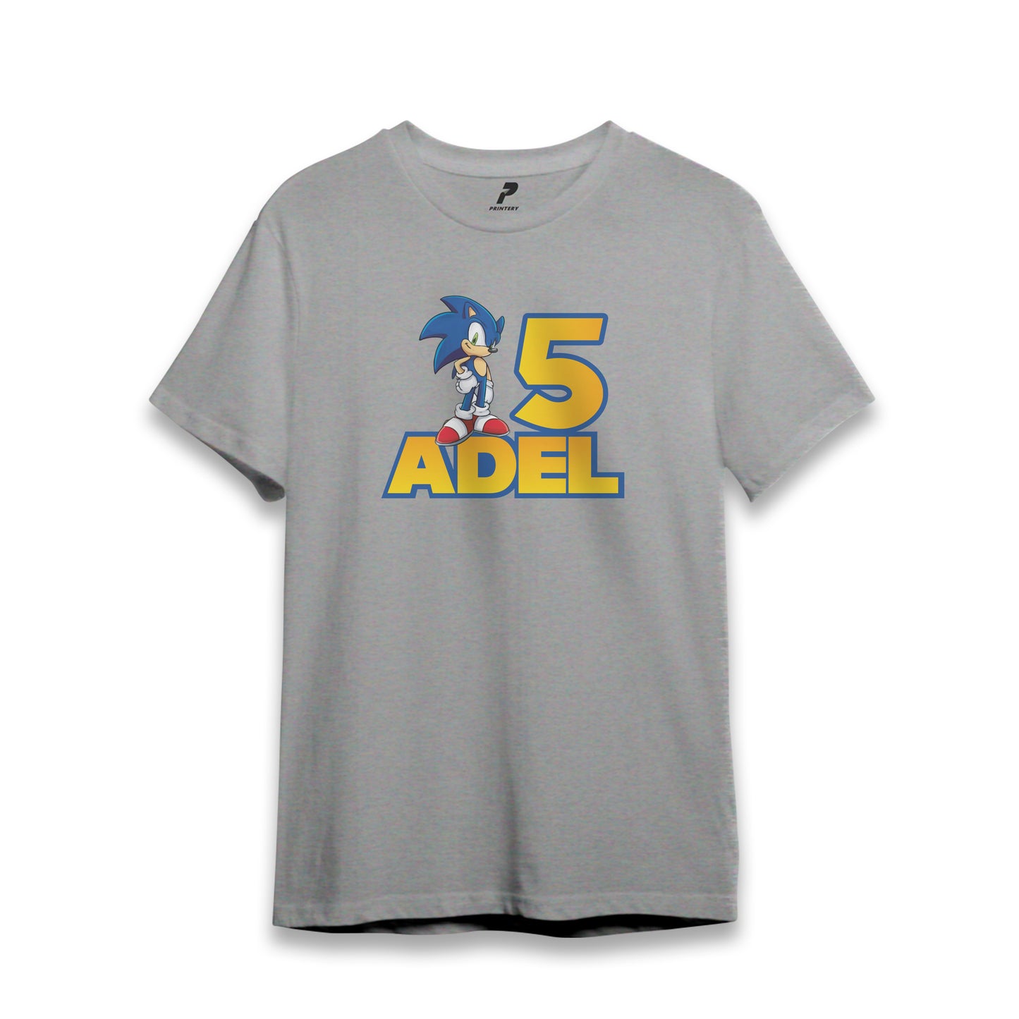 Sonic Theme Birthday T-Shirt Gray