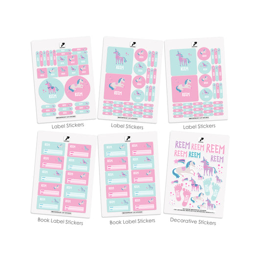 School Label Stickers Pack D069 - Unicorn