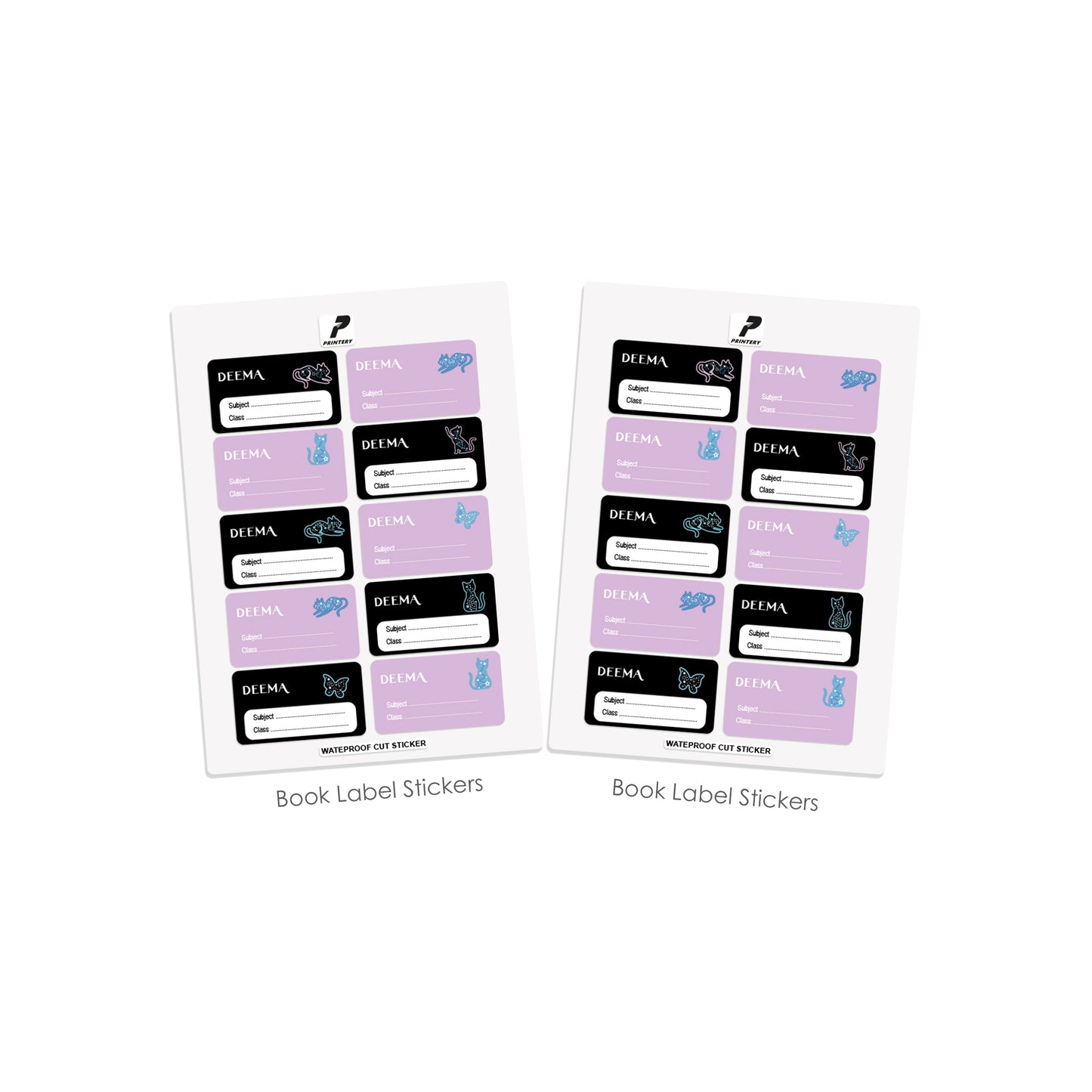 School Label Stickers Pack D072 - Cat