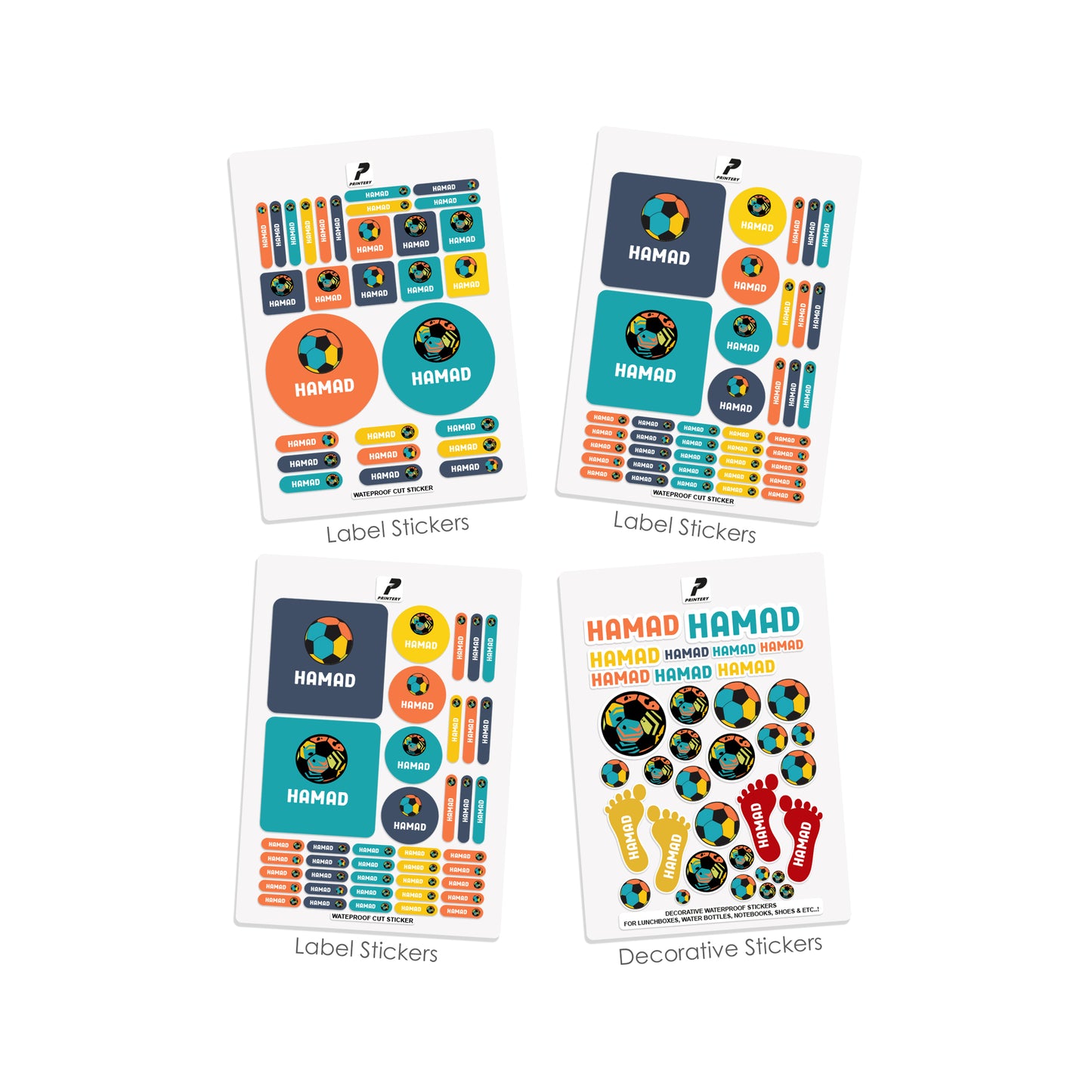 School Label Stickers Pack D074 - Football