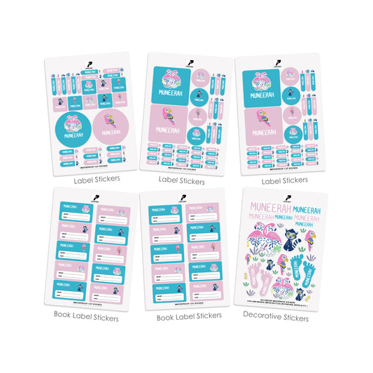 School Label Stickers Pack D076 - Flamingo