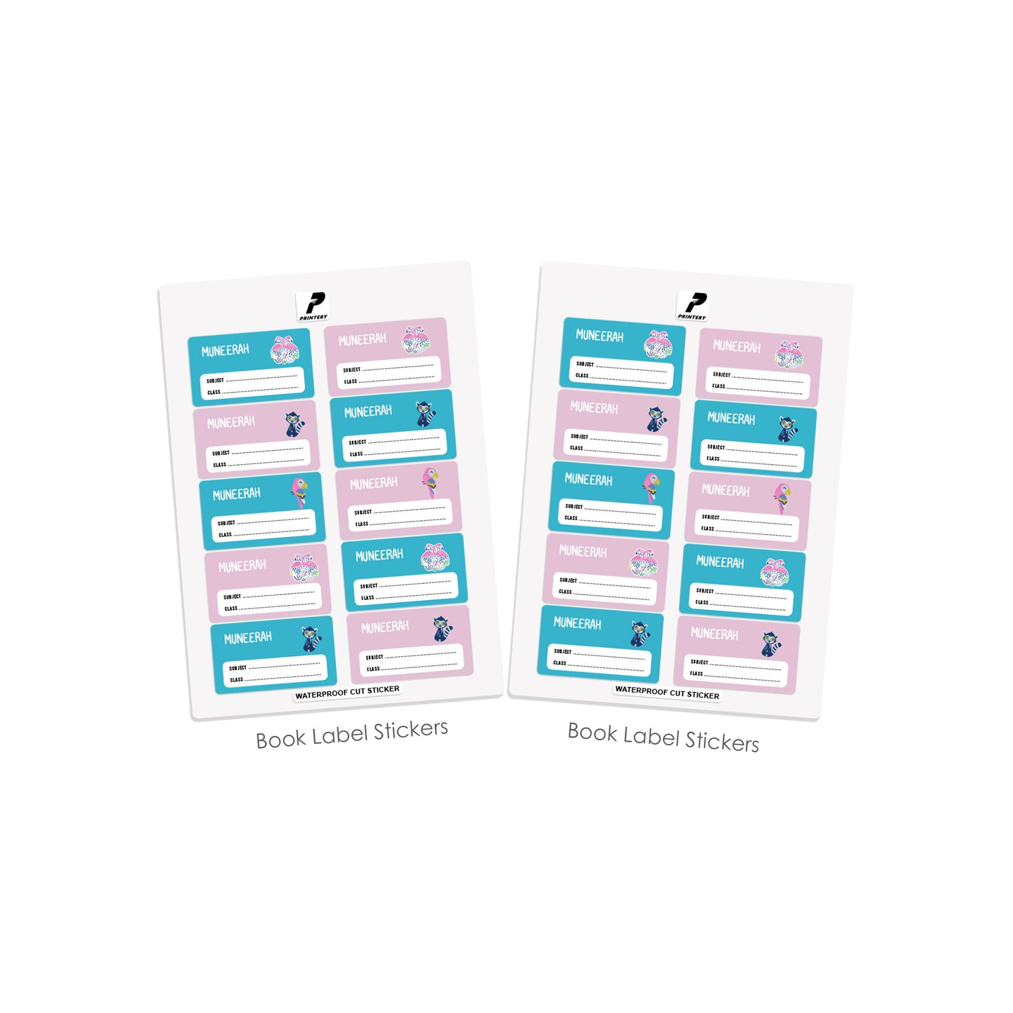 School Label Stickers Pack D076 - Flamingo