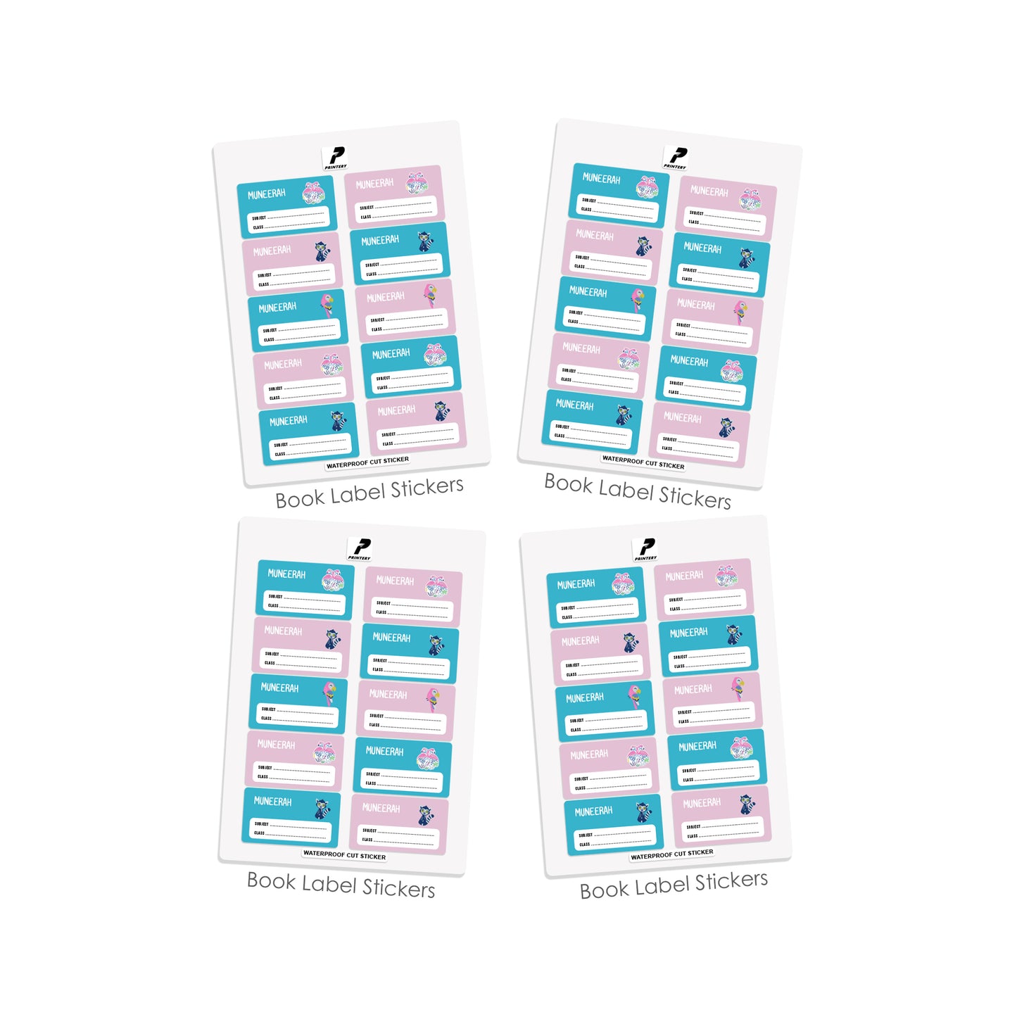 School Label Stickers Pack D076 - Flamingo