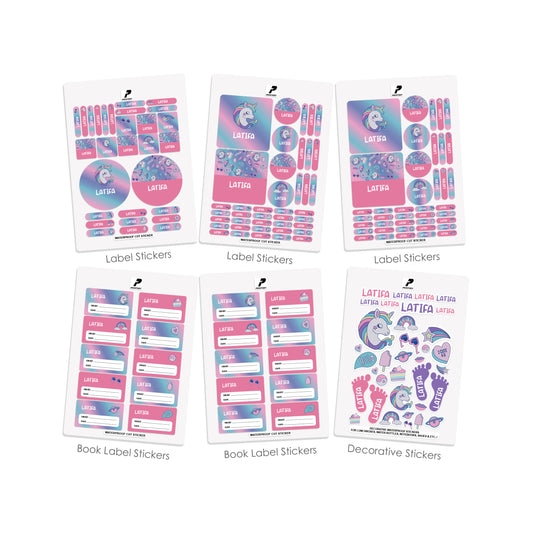 School Label Stickers Pack D077 - Unicorn