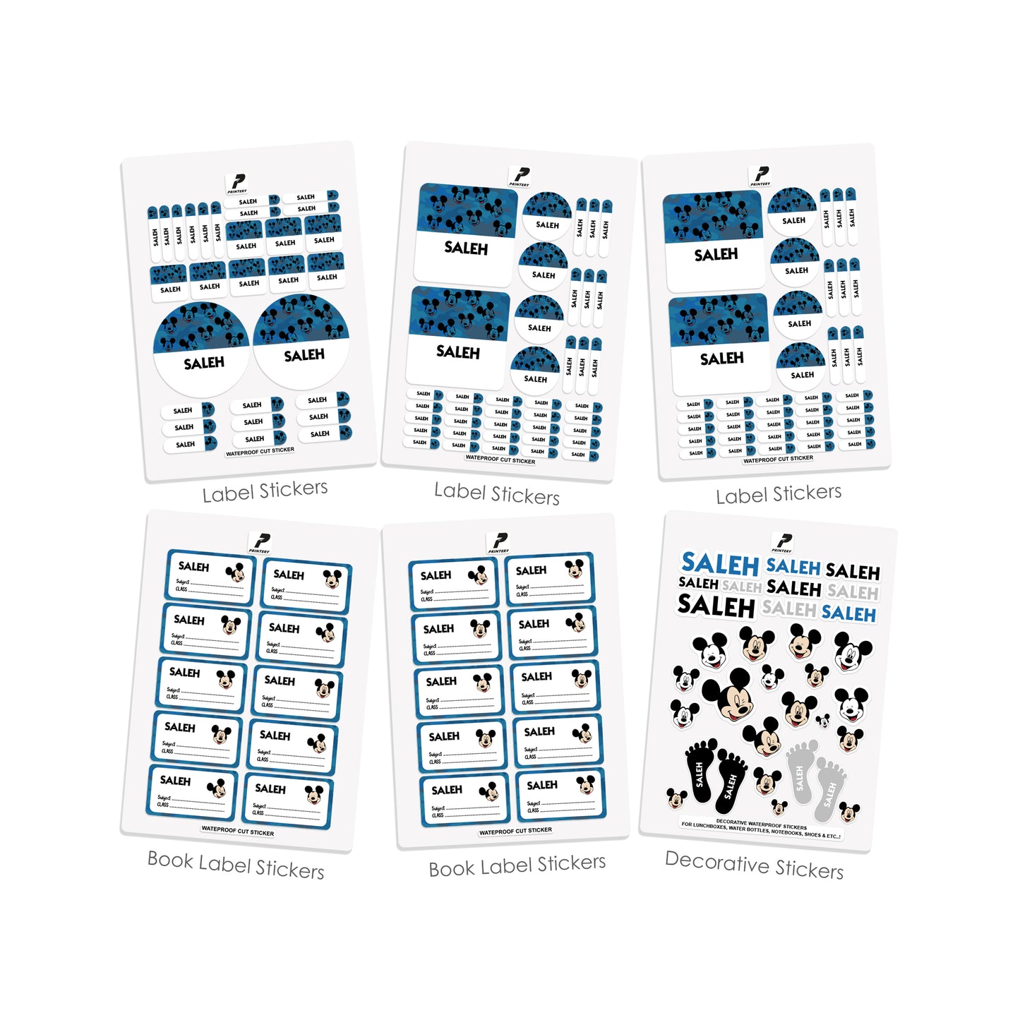 School Label Stickers Pack D080 - Mickey Mouse