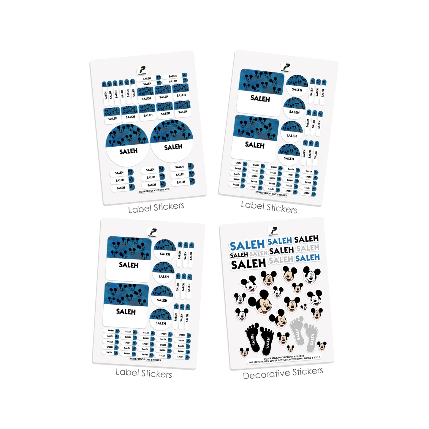 School Label Stickers Pack D080 - Mickey Mouse