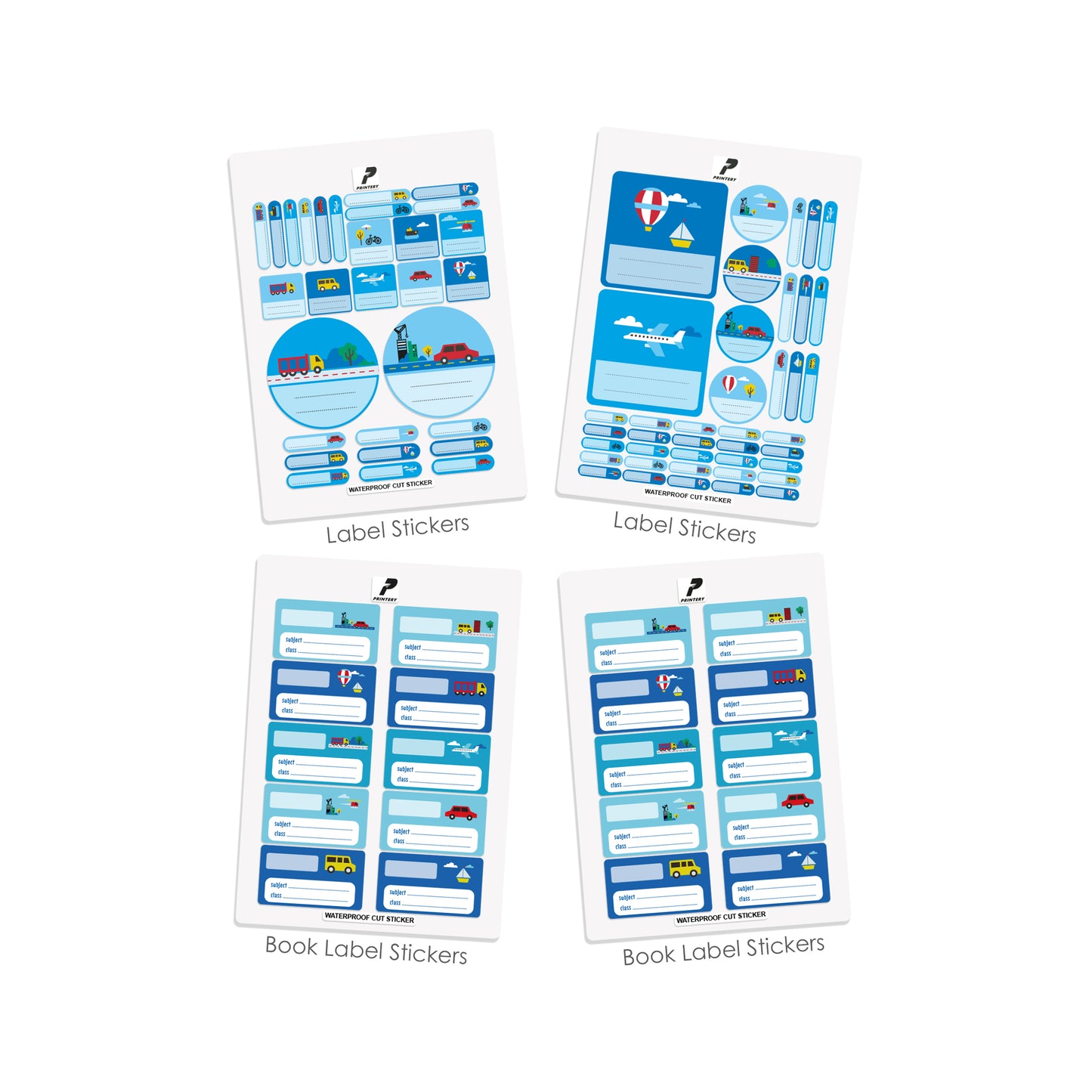 Ready to Buy School Label Pack D083 - Cars & Airplane