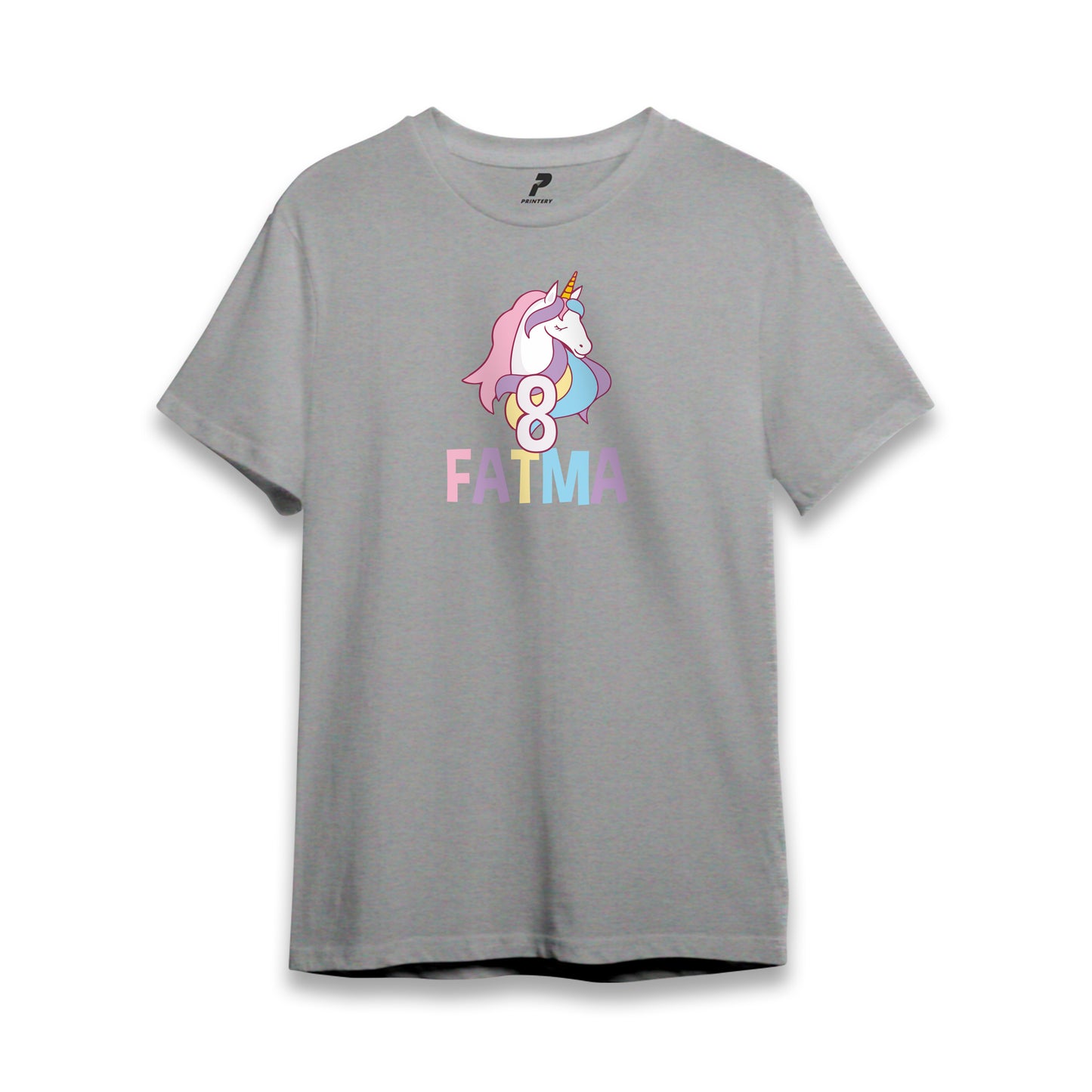 Unicorn Theme Birthday T-Shirt Gray