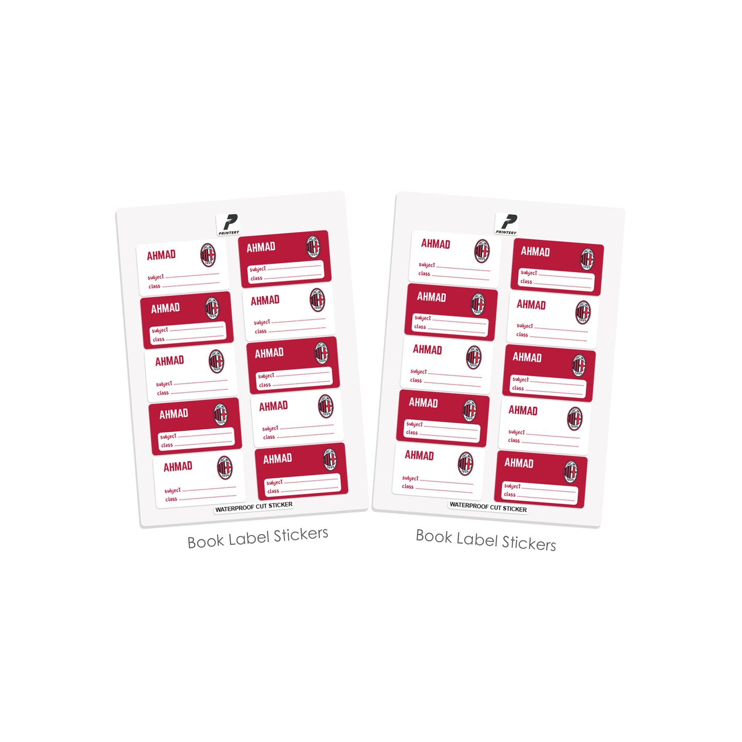 School Label Stickers Pack D091 - AC Milan