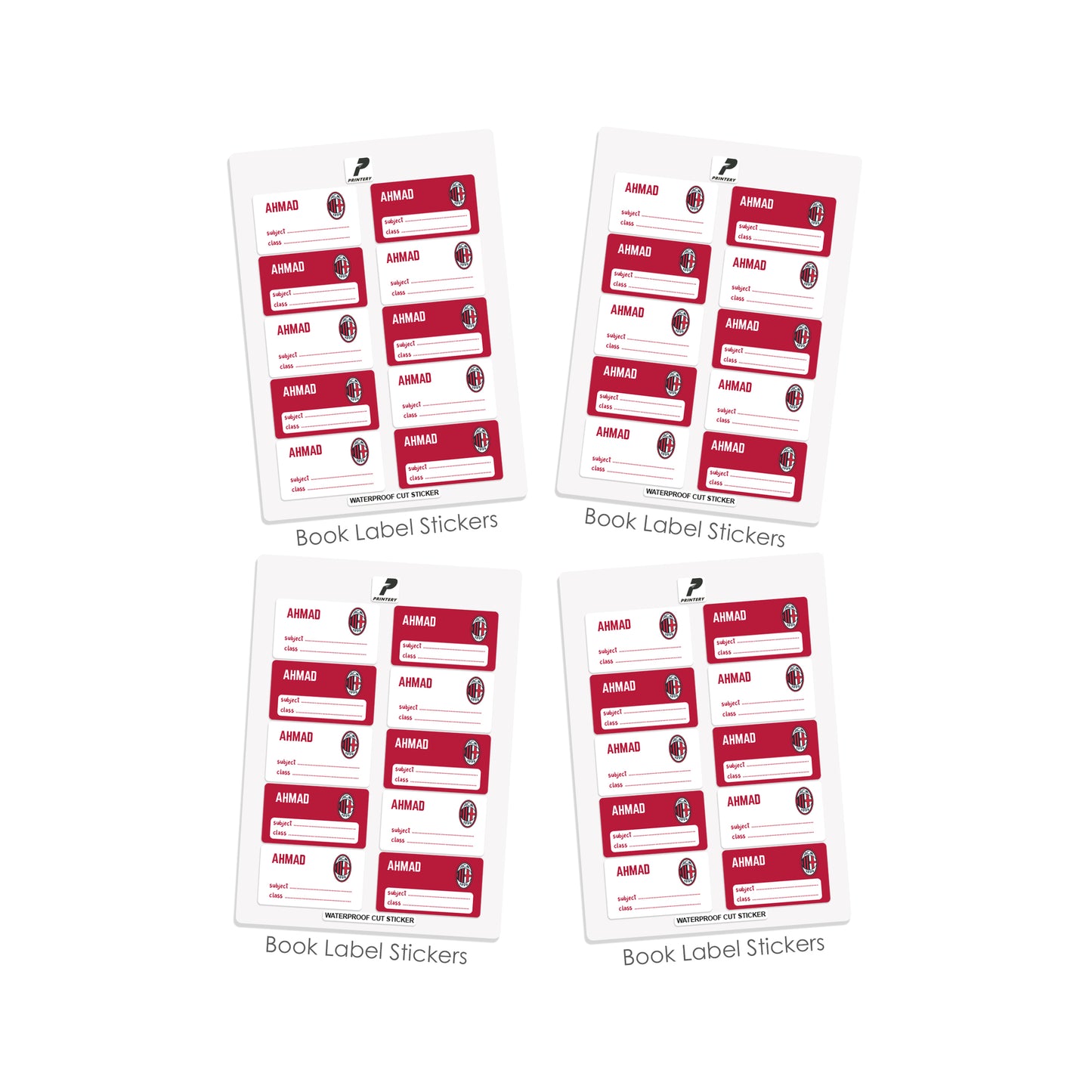 School Label Stickers Pack D091 - AC Milan